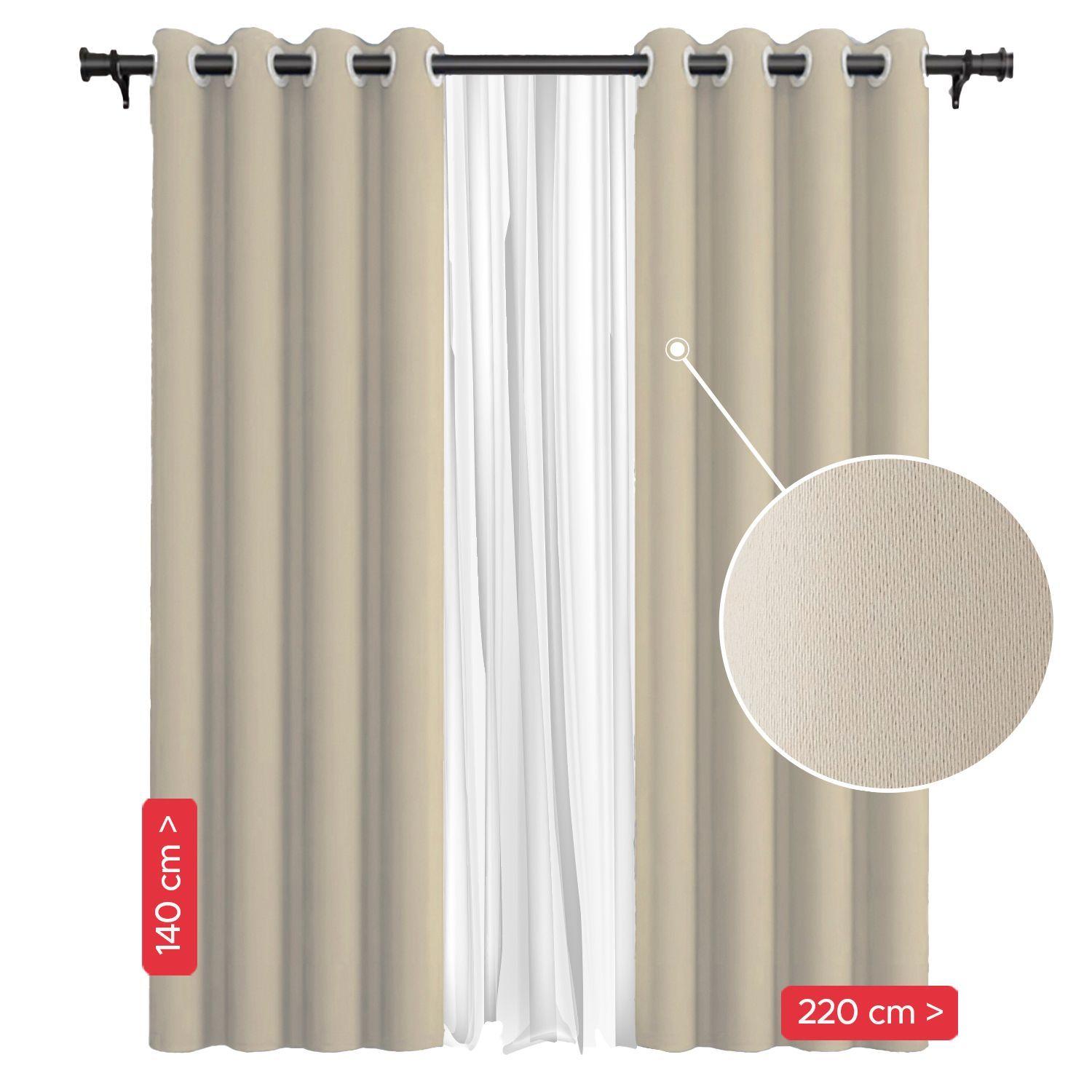 Cortina de Tela Blackout + Velo Vincenzi 140x220 Beige-R6575-1