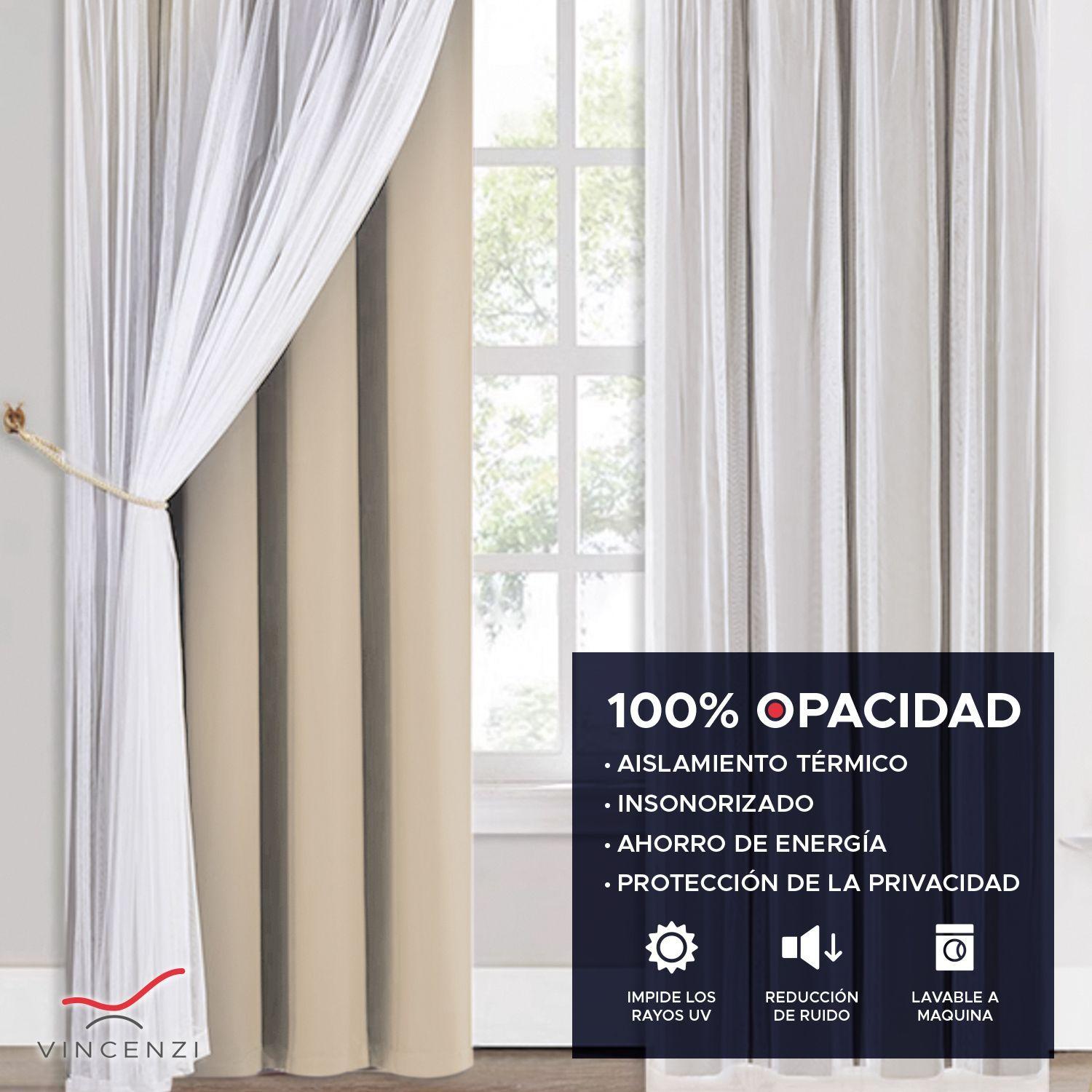 Cortina de Tela Blackout + Velo Vincenzi 140x220 Beige-R6575-5