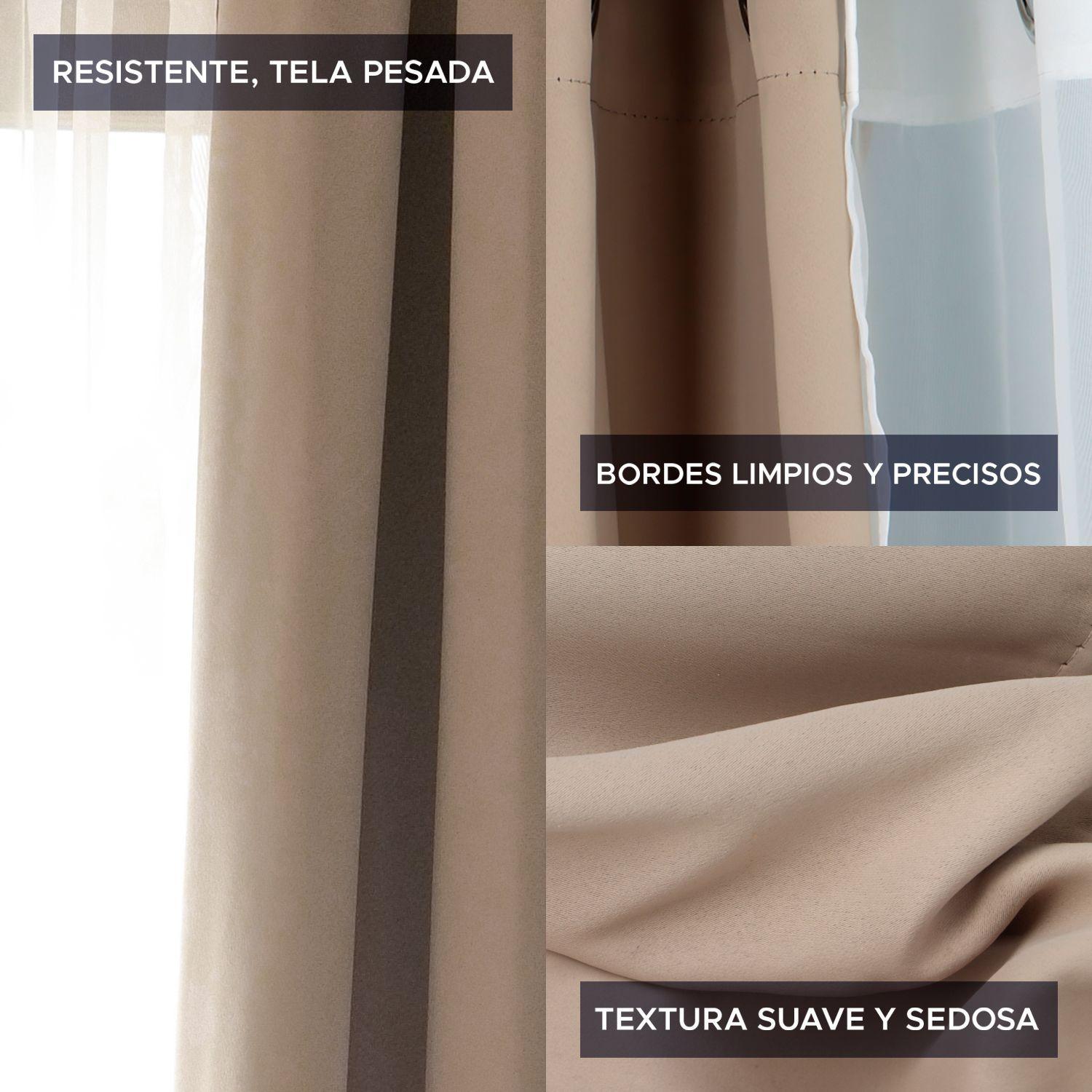 Cortina de Tela Blackout + Velo Vincenzi 140x220 Beige-R6575-6