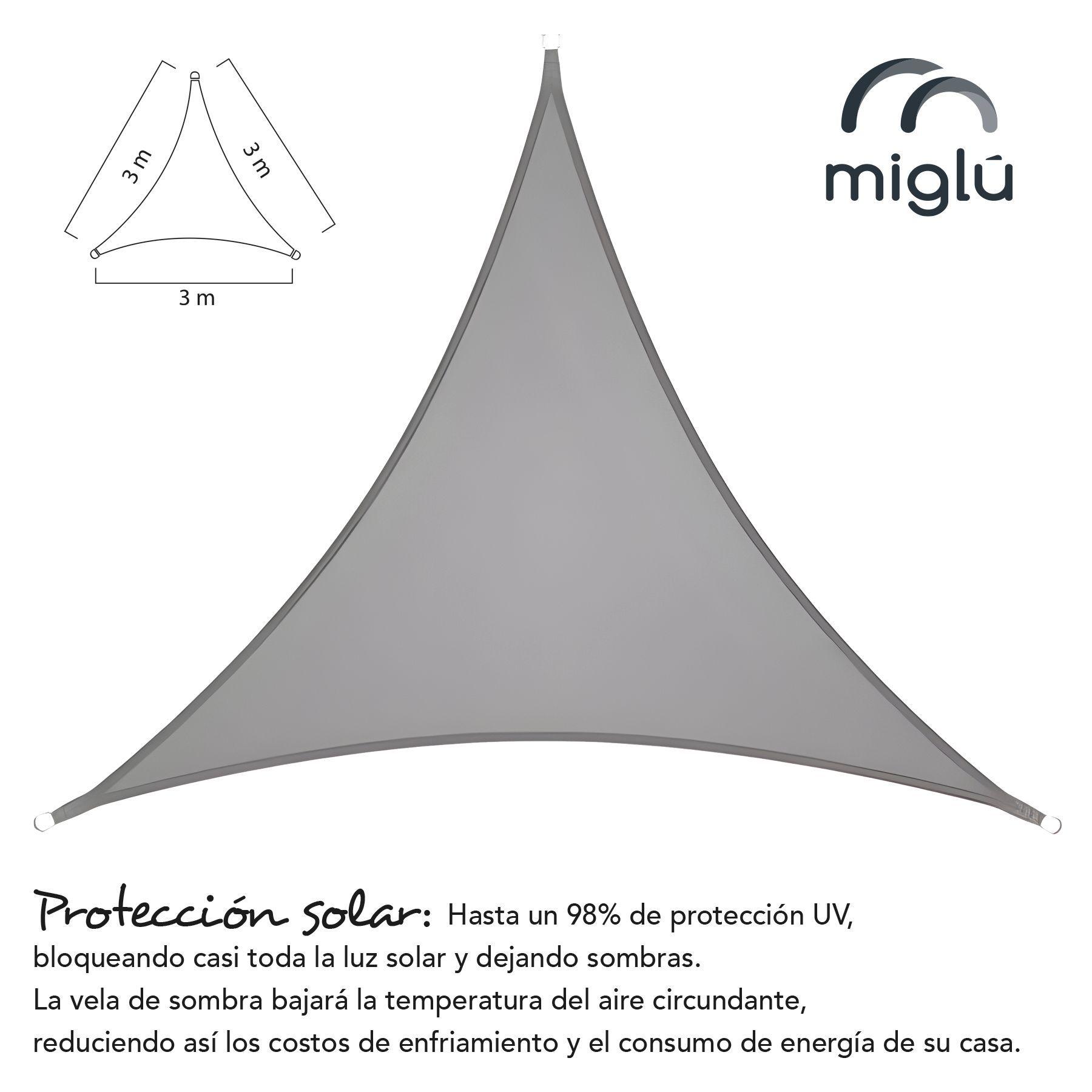 Toldo vela triangular color gris + kit de instalación-R6126-3