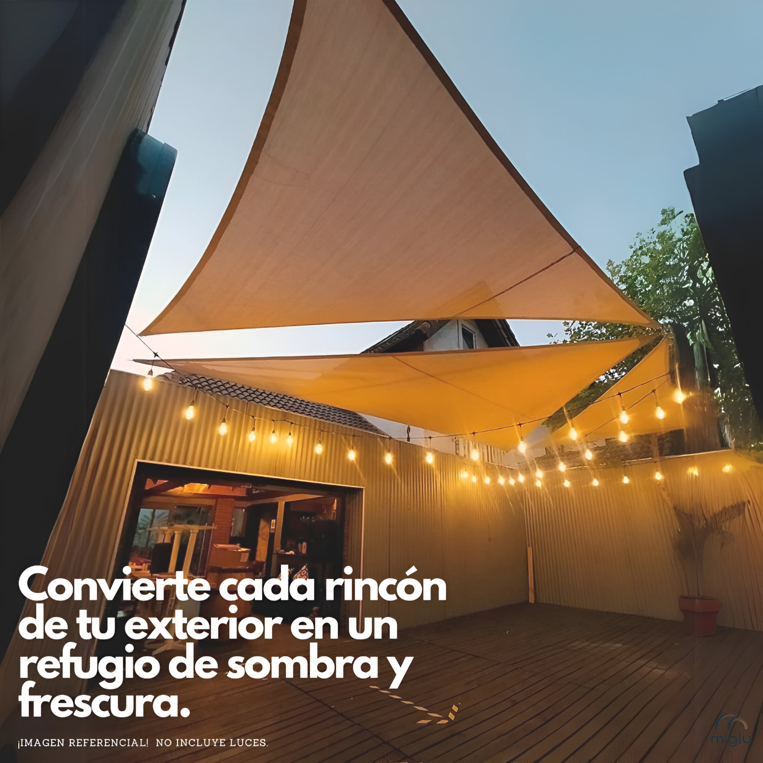 Toldo vela triangular color kaki + kit de instalación-R6125-2