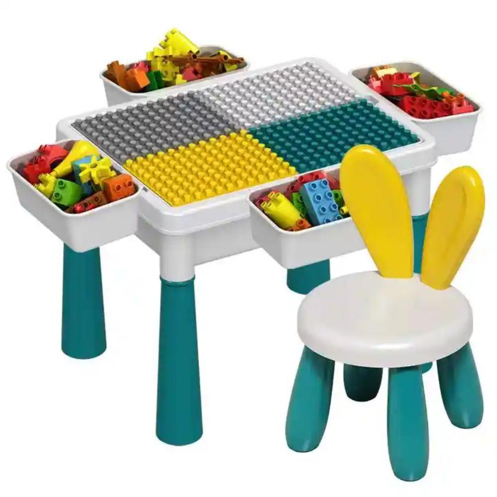 Mesa de Juegos Didáctica Construcción Bloques Legos y Silla-0