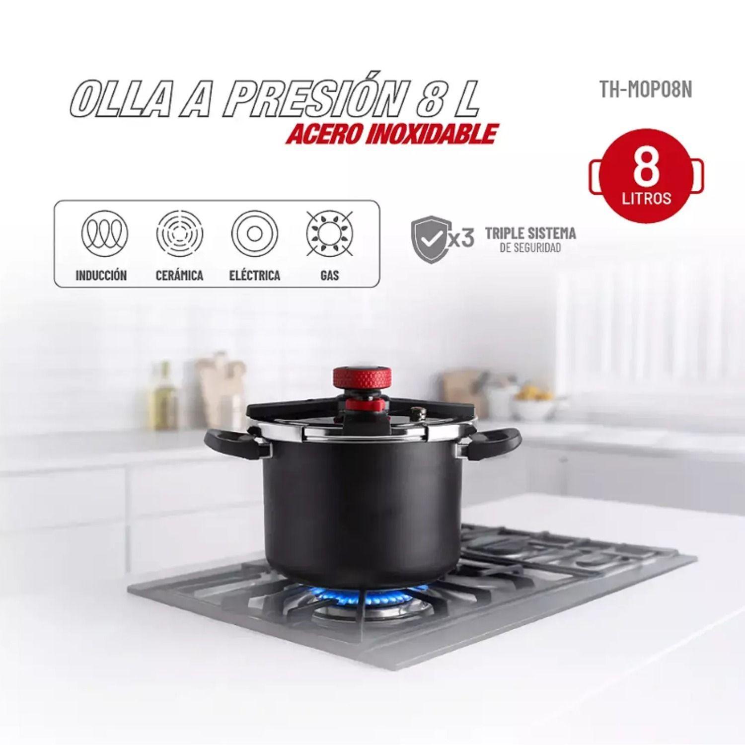 Olla a presion 8L TH-MOP08N de acero inoxidable, color negro Thomas-1