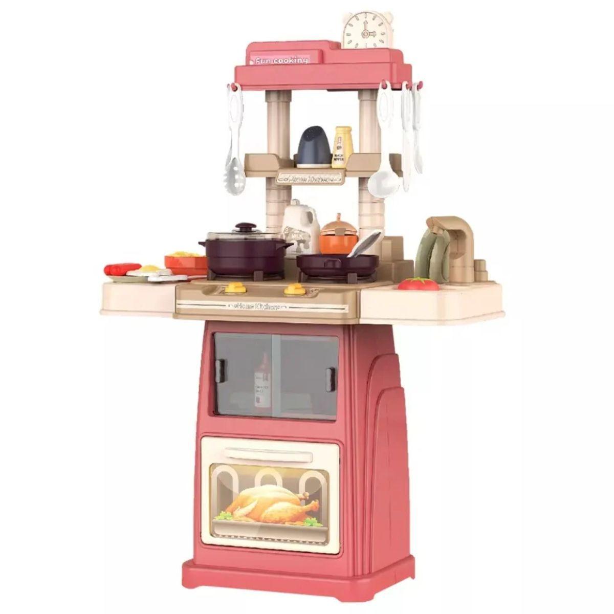 Cocina De Juguete 42 Accesorios Estilo Moderno Rosada.-2