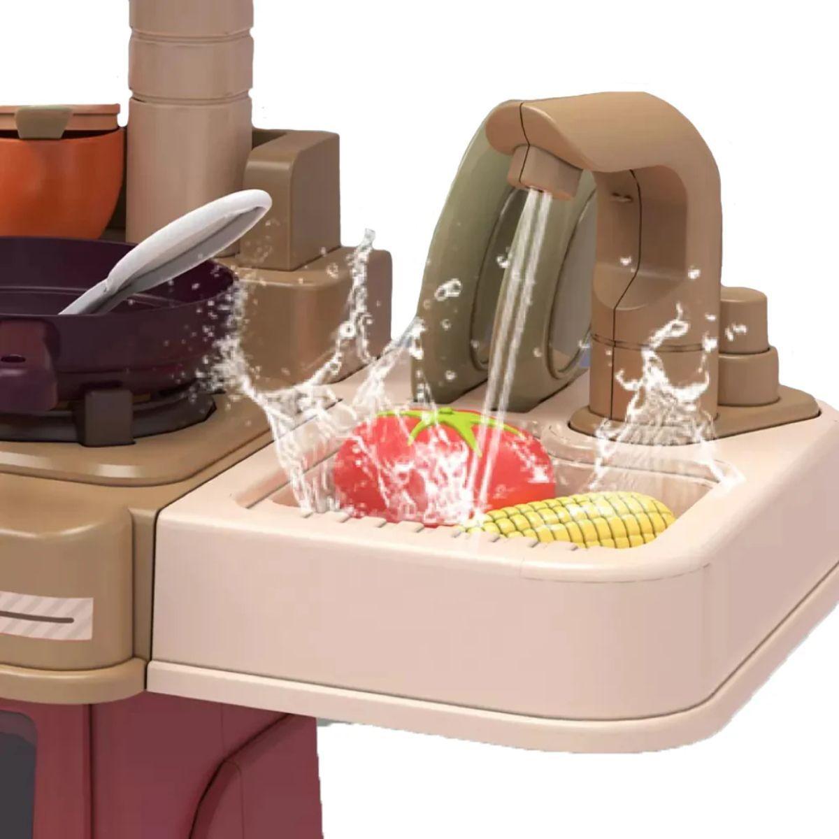 Cocina De Juguete 42 Accesorios Estilo Moderno Rosada.-3