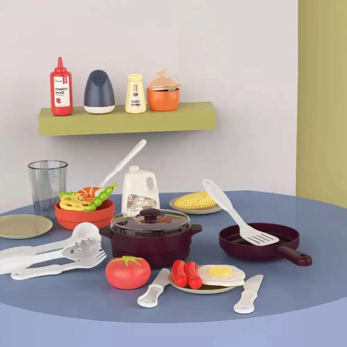 Cocina De Juguete 42 Accesorios Estilo Moderno Rosada.-4