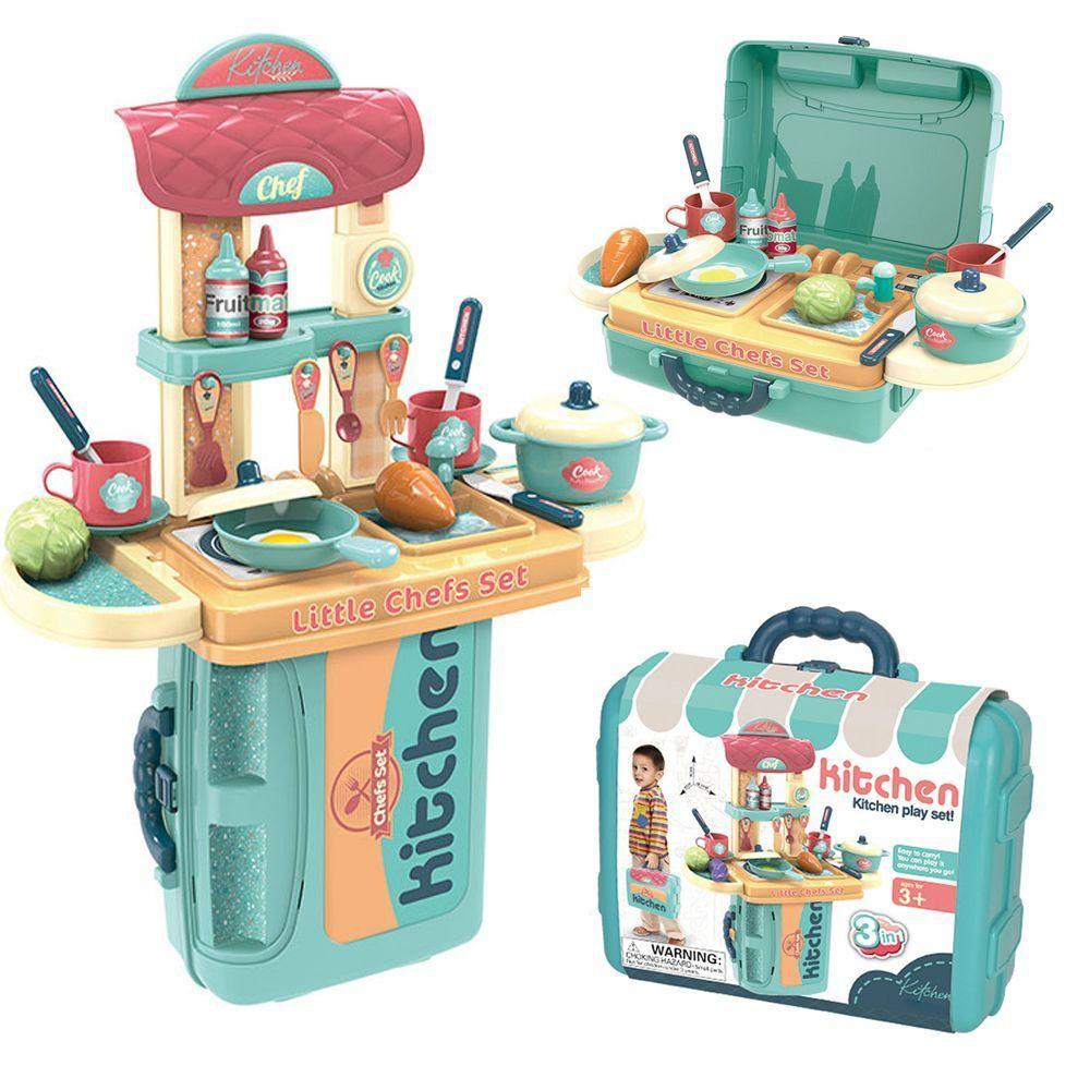Maletin Cocina de Juguete Little Chef 3en1 Azul-0