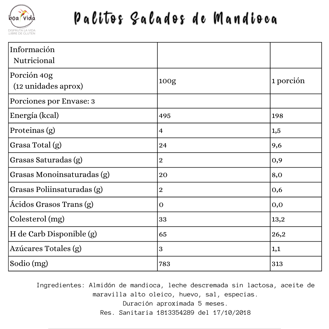 Palito Salado de Mandioca Grande 130g Sabor Natural  sin gluten y sin lactosa Boa Vida-2
