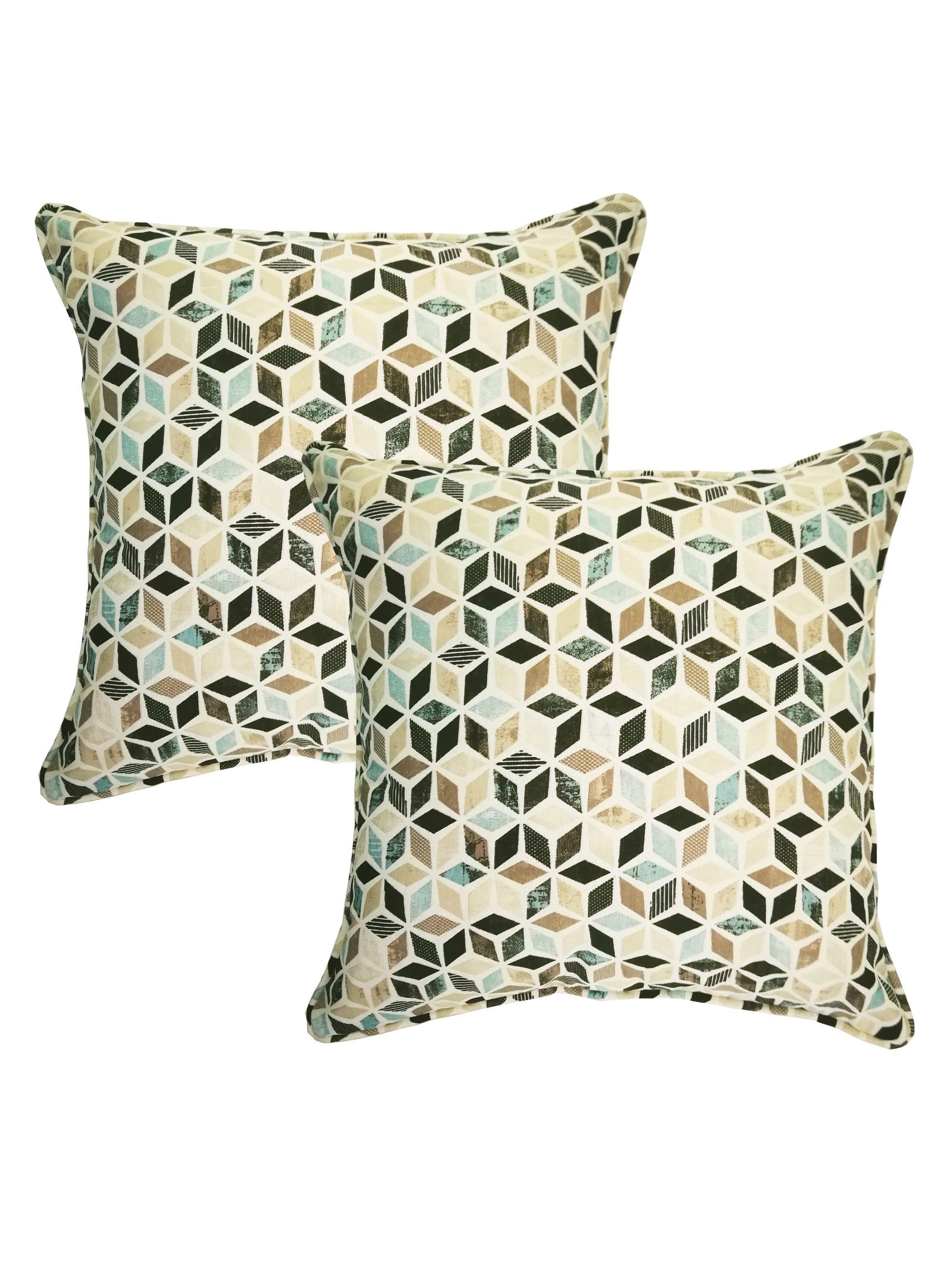 Pack 2 Fundas de Cojín Turquesa Beige 45 x 45 cm-0