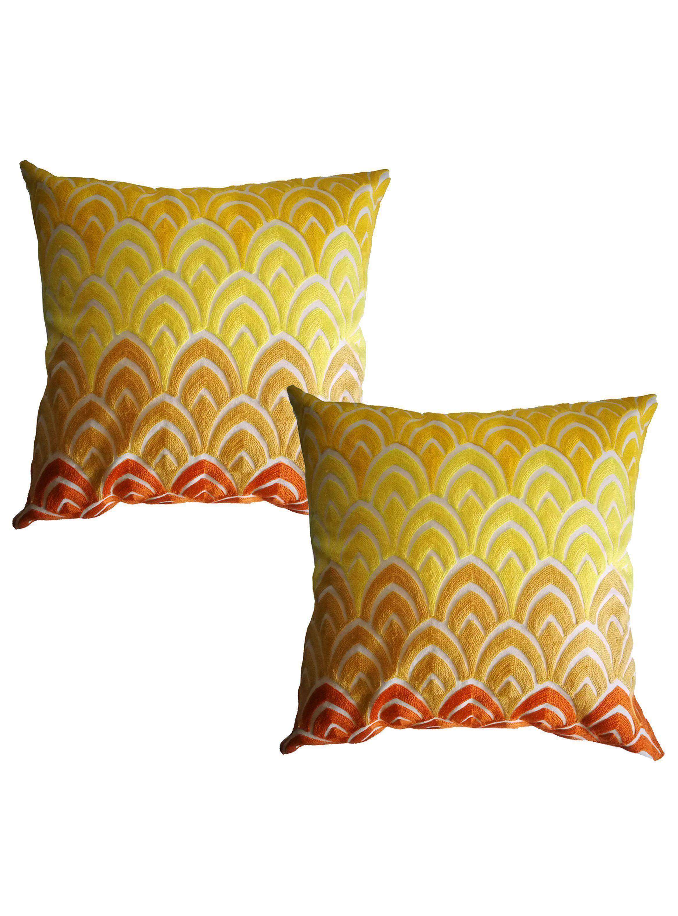 Pack 2 Fundas de Cojín 45 x 45 cm Amarillo Bordado-0