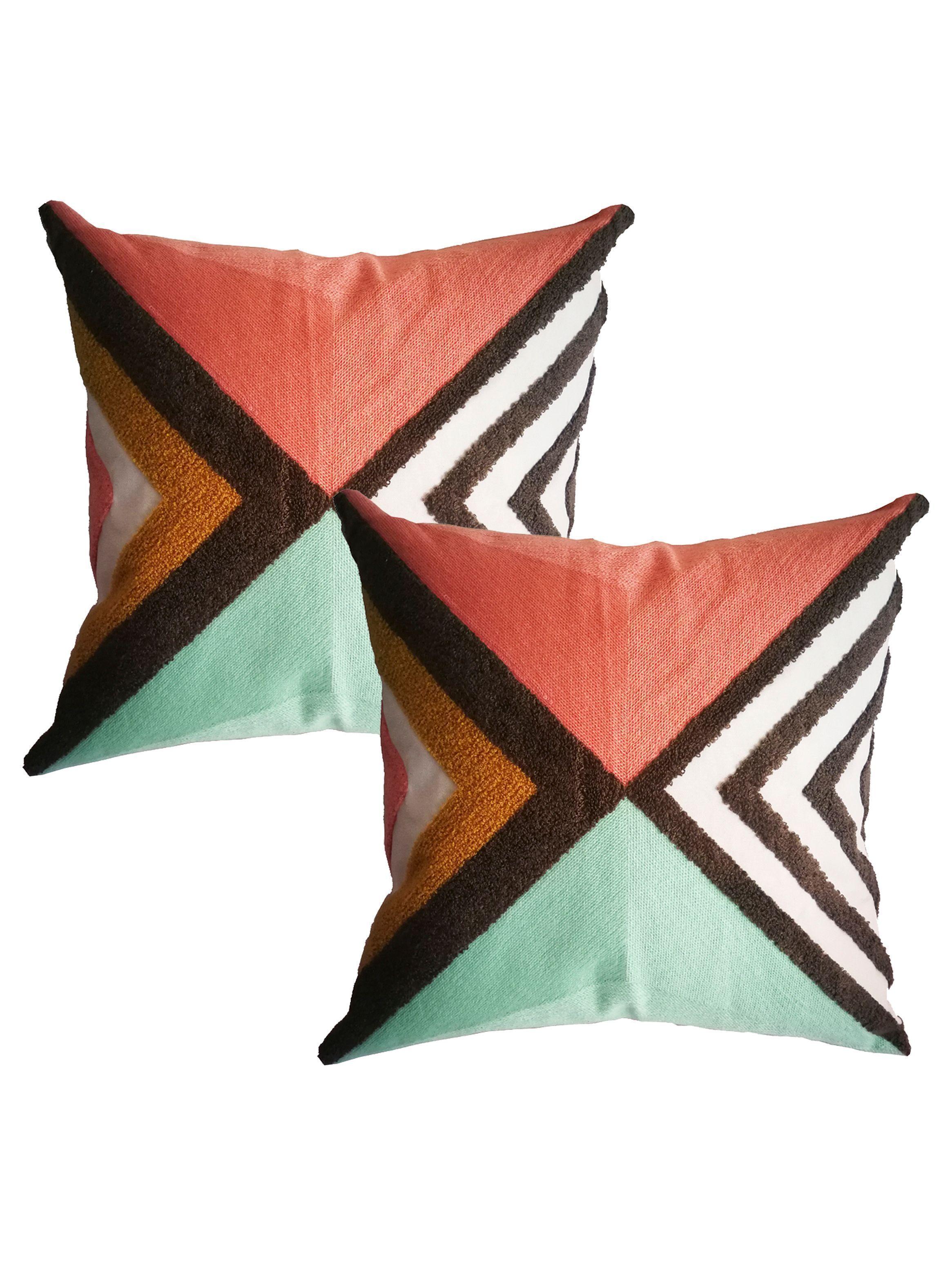 Pack 2 Cojines 45 x 45 cm Rosado Turquesa Bordados-0