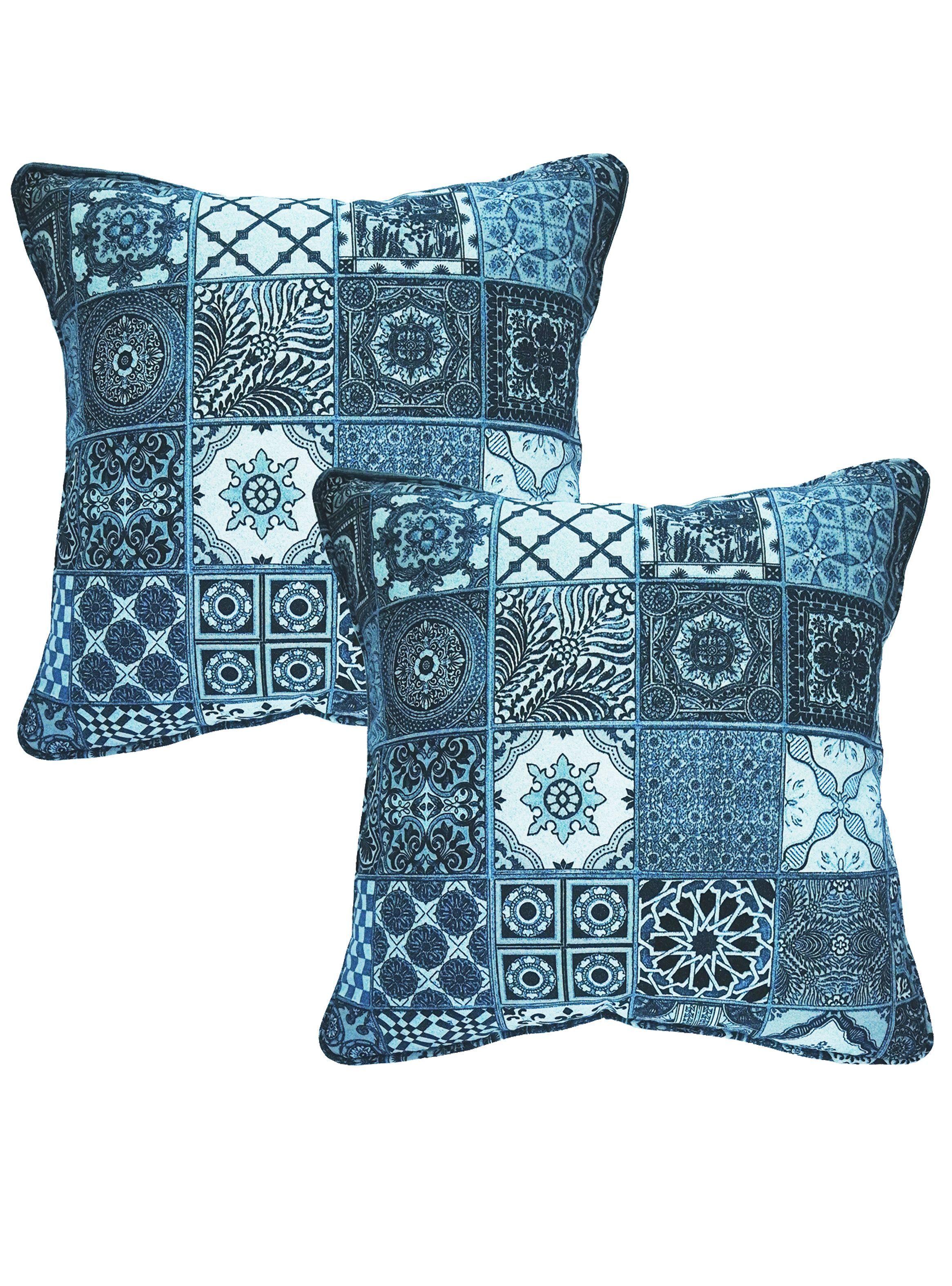 Pack 2 Cojines 45 x 45 cm Estampado Azul-0