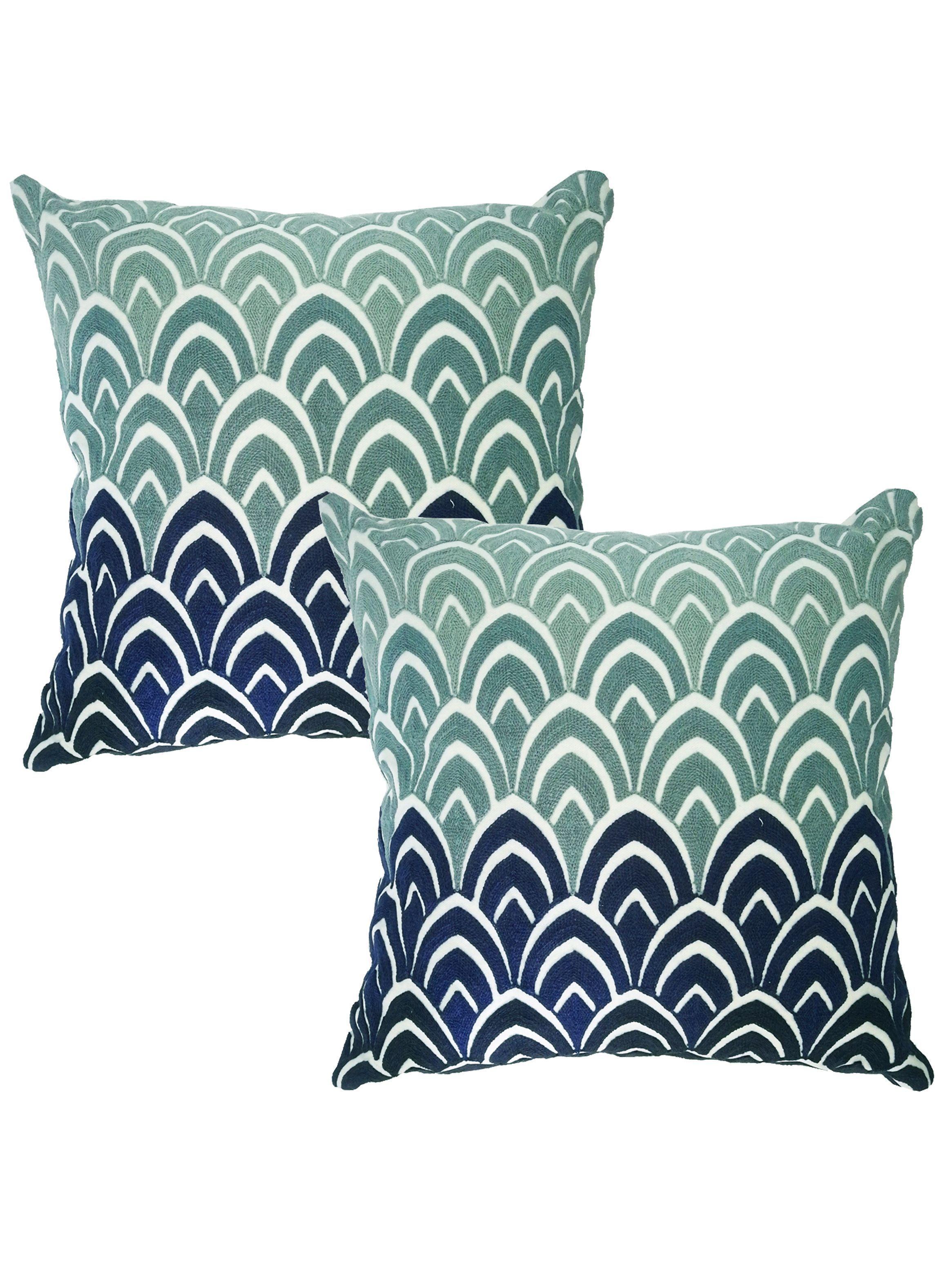 Pack 2 Fundas de Cojín 45 x 45 cm Turquesa Azul Bordados-0
