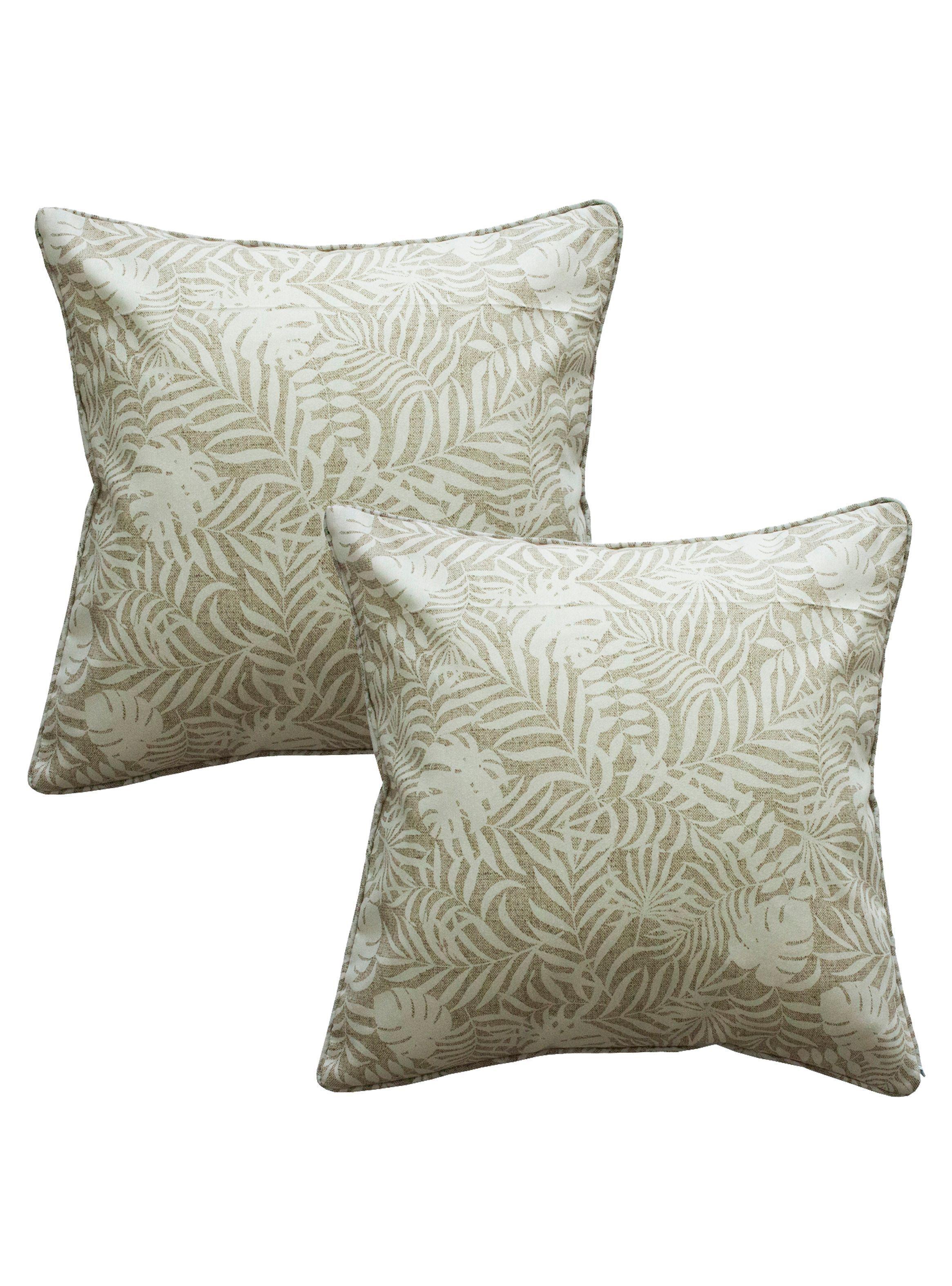 Pack 2 Cojines 45 x 45 cm Estampado Hojas Beige-0