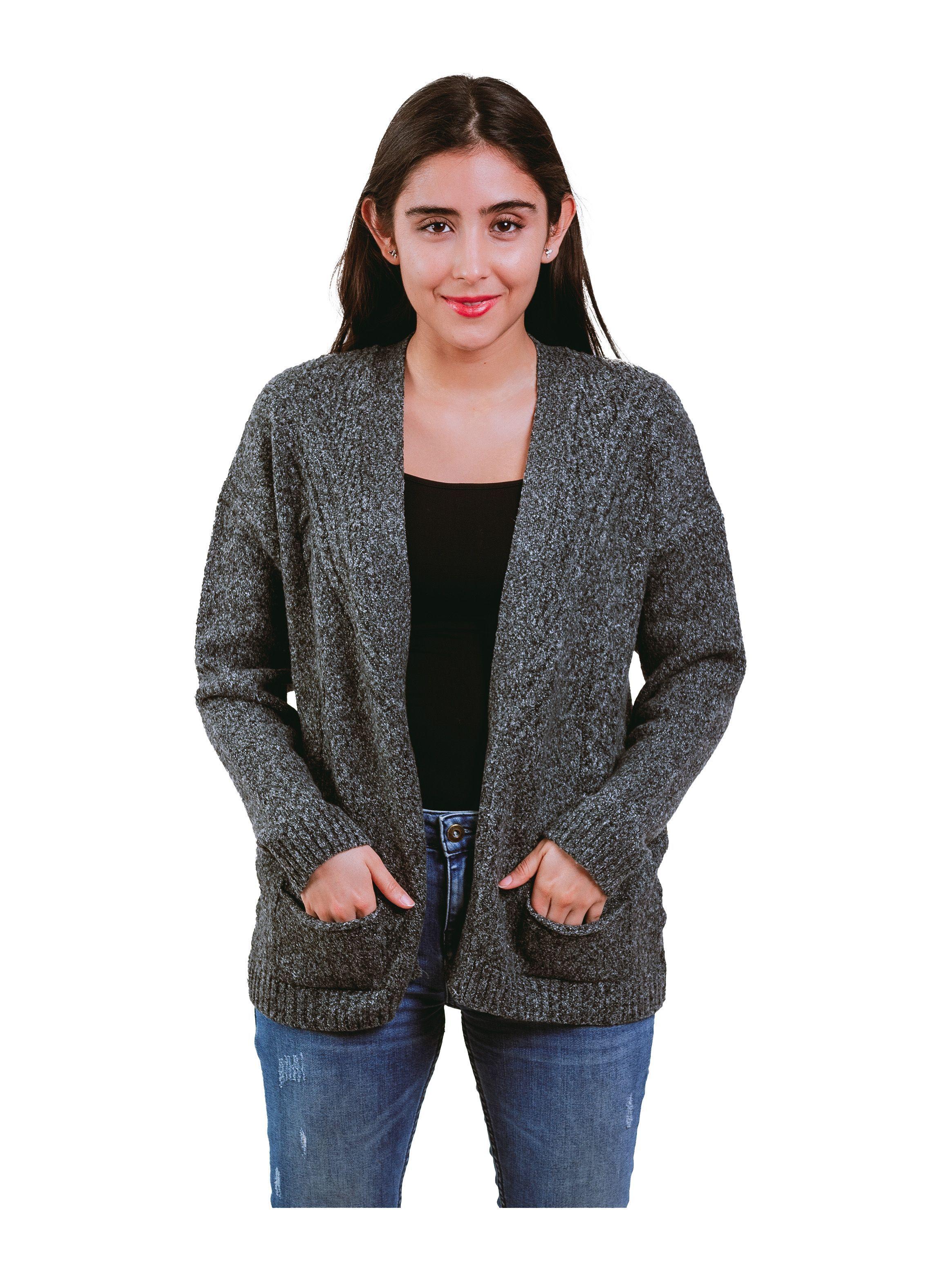 Chaleco Bouclé Lycra, Con Bolsillos y Trenzas.-0
