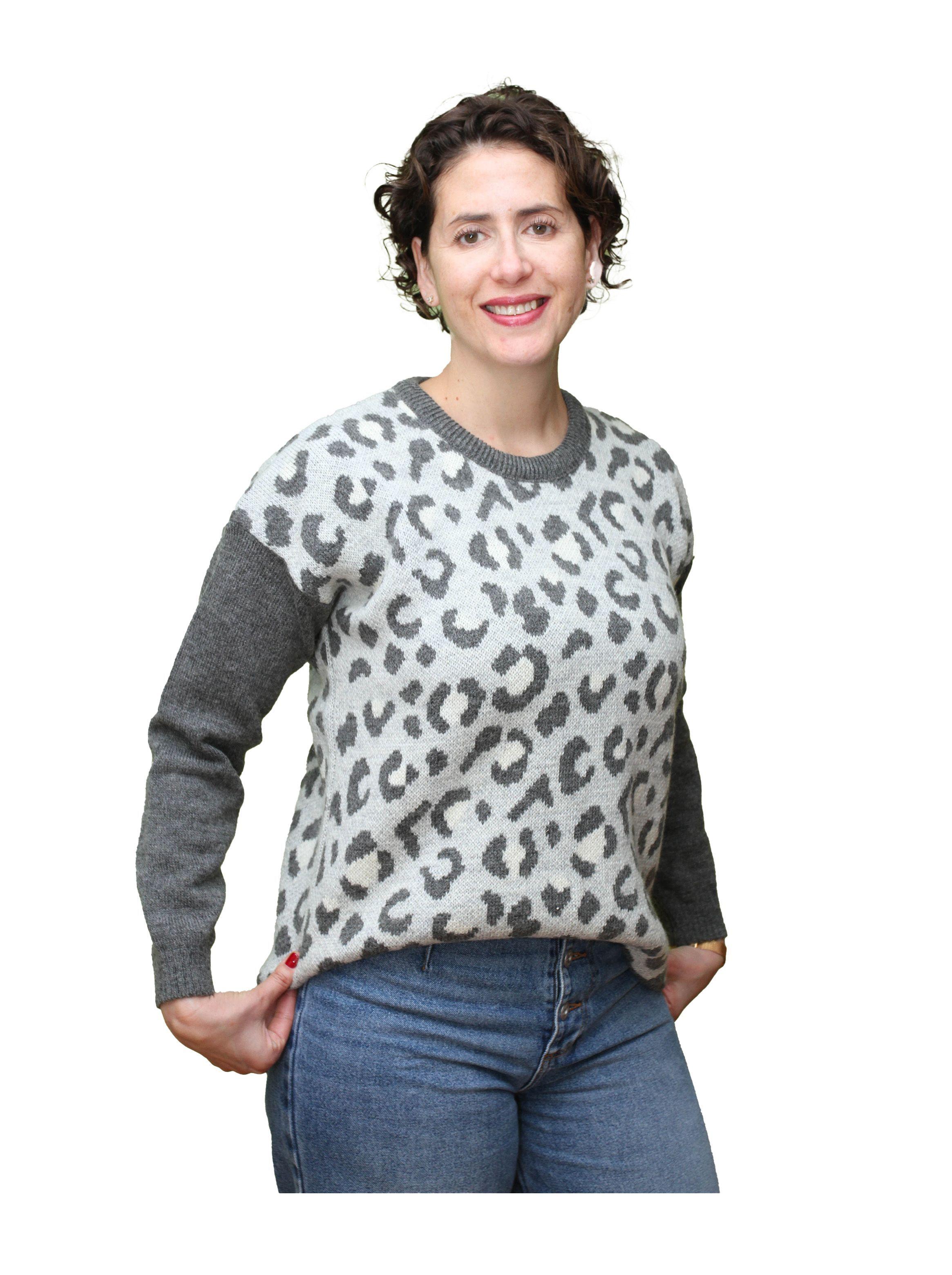 Sweater Tejido Cuello Redondo, Diseño Animal Print.-2
