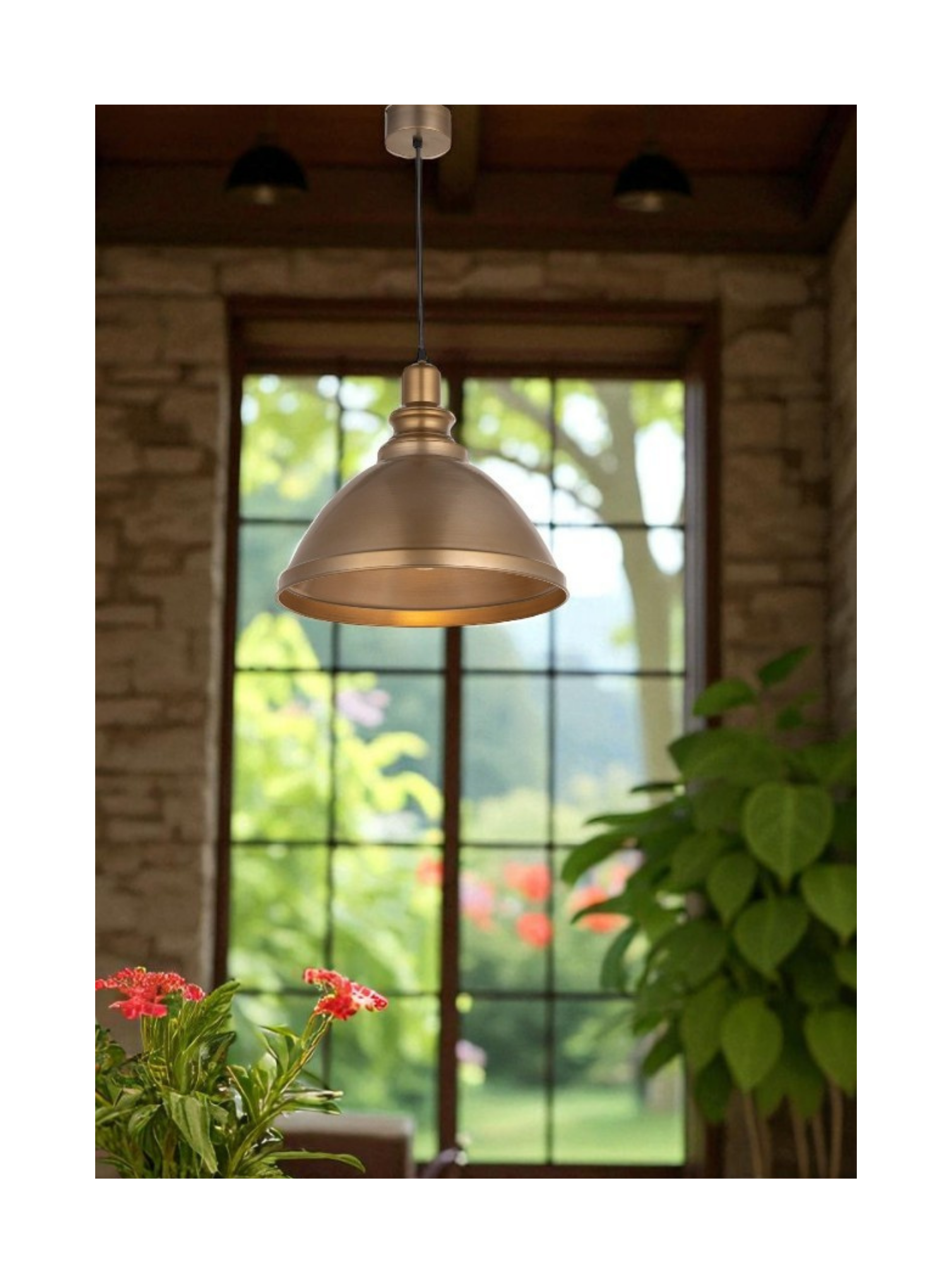 Lampara de Colgar Metálica Campana Vintage Rustica Bronce-2