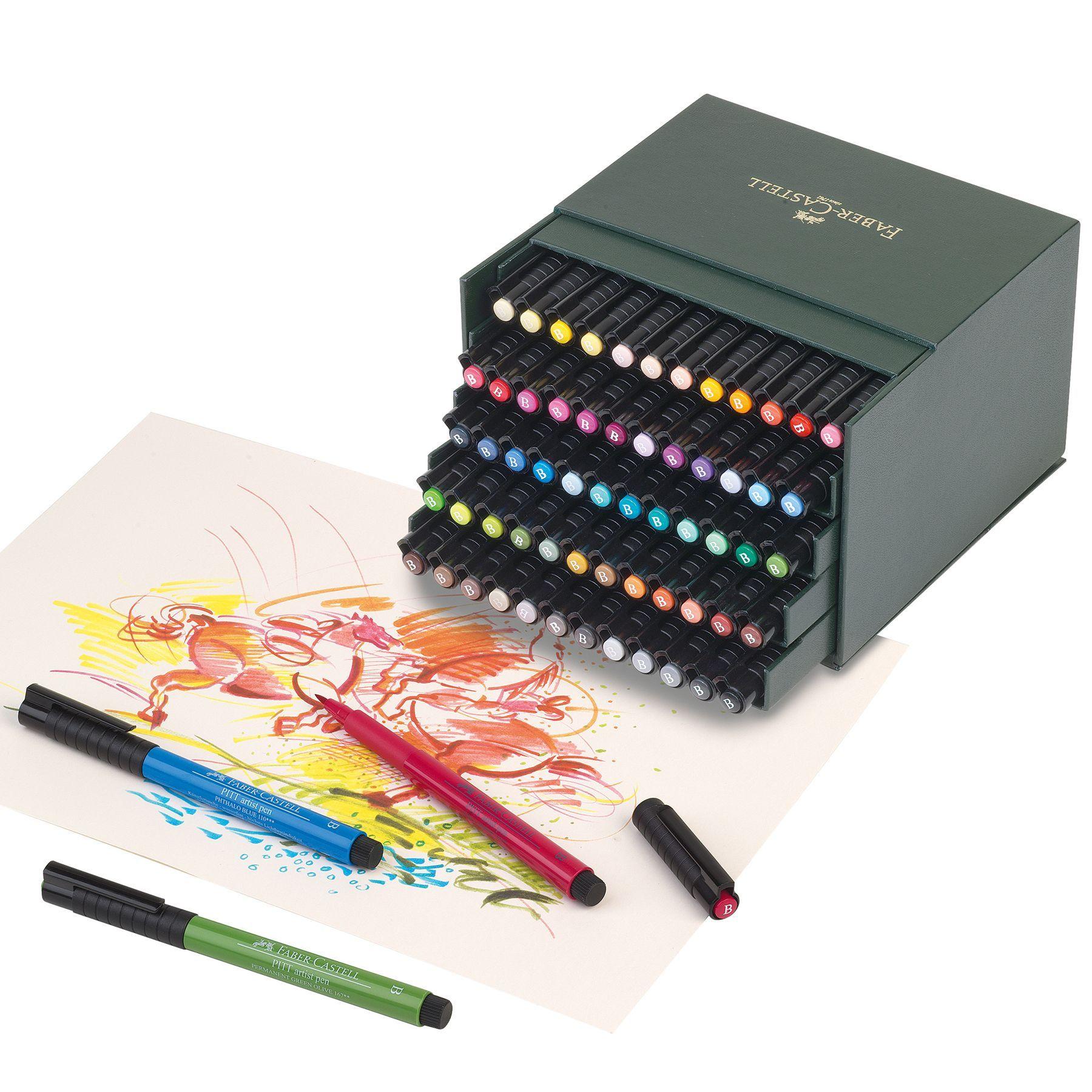 Marcadores Pitt Artist Pen 60 Pcs Estuche De Cuero Faber-Castell-0