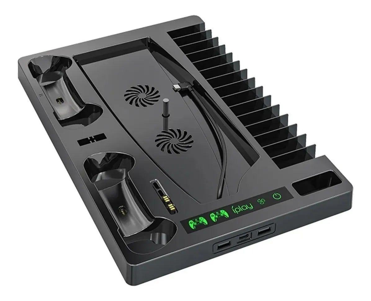 Soporte Base Ps5 Para 2 Dualsense Audifonos Con Ventilador.-3