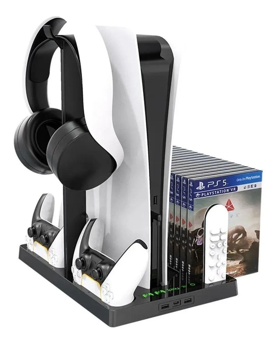 Soporte Base Ps5 Para 2 Dualsense Audifonos Con Ventilador.-4