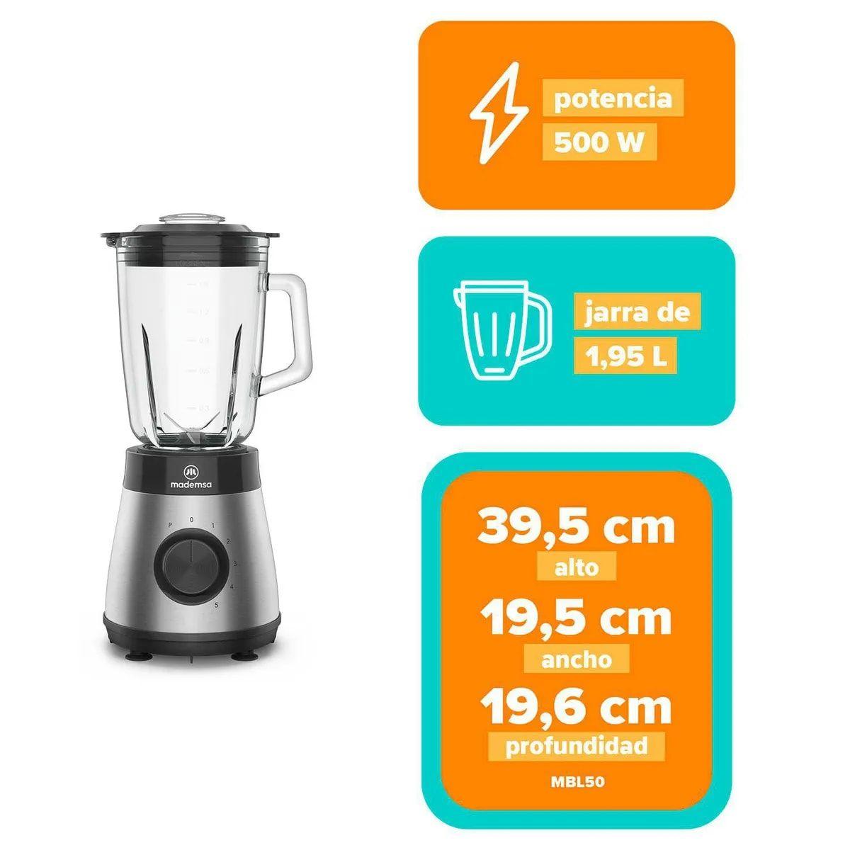 Licuadora Mademsa 1.95 Litros Inox MBL50-2