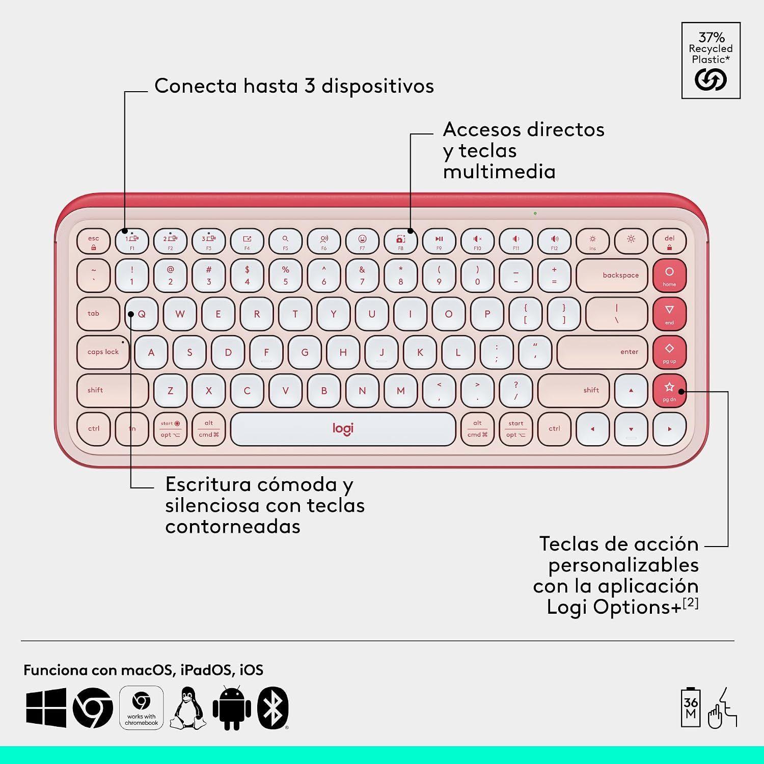 Teclado y Mouse inalámbrico Logitech POP Icon Color Rosa-2