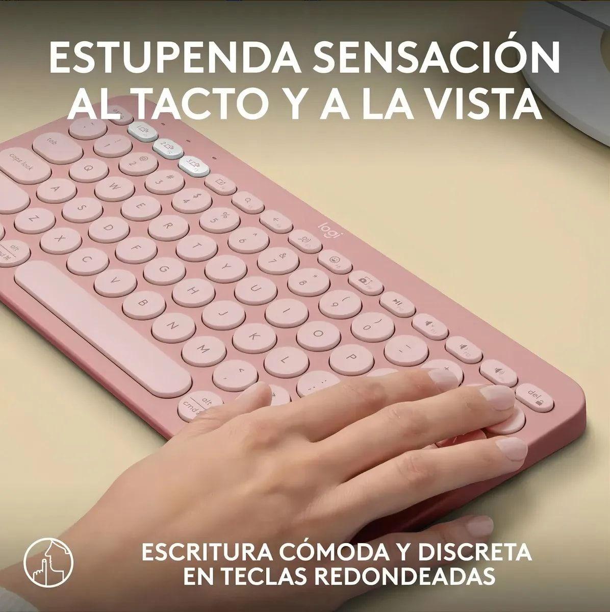 Teclado Logitech K380-Rosado-2