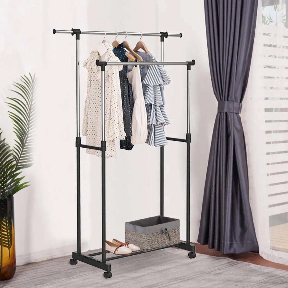 Perchero Doble Barra con Ruedas Just Home Collection metal N-3