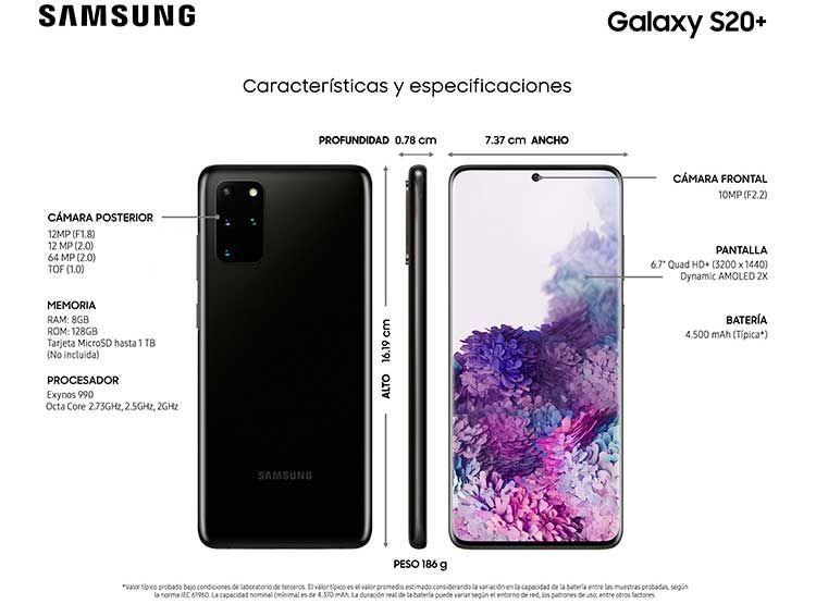 Celular Samsung Galaxy S20+5G, 128GB, 4GB, Negro-Reacondicionado-2