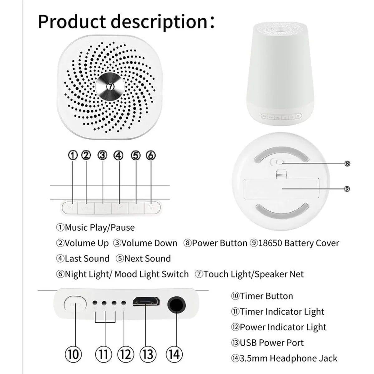 Máquina de ruido blanco con 30 sonidos calmantes WIFI con-2