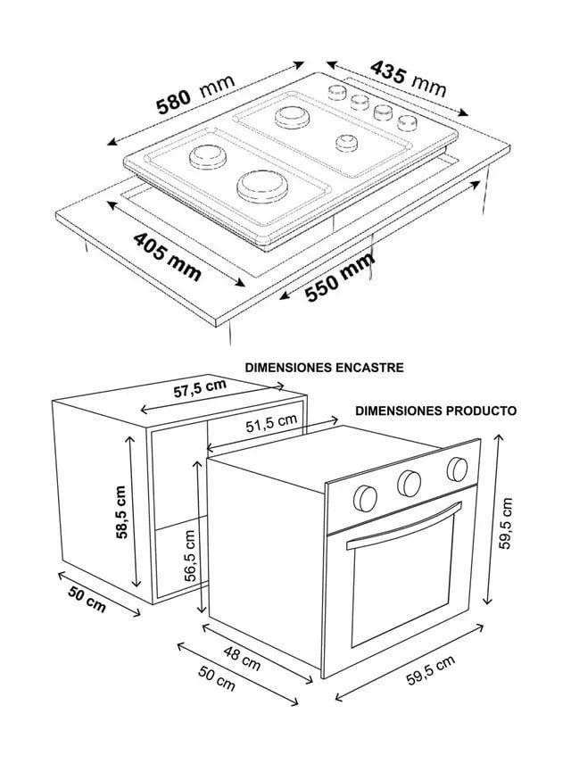 Kit Empotrable Sindelen Horno + Encimera + Campana Kit-138-4