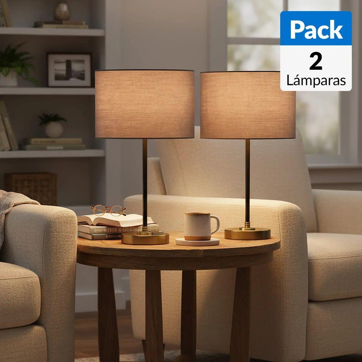 2 Lámparas de Mesa 40 cm Just Home Collection mar Beige-0