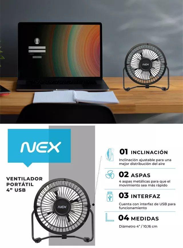 Ventilador Nex de Sobremesa Conexión USB Negro-3