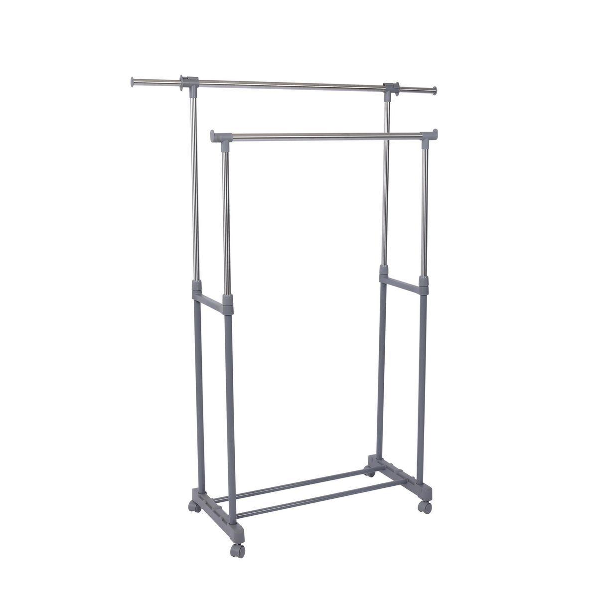 Perchero Just Home Collection Doble Barra con Ruedas Gris-0