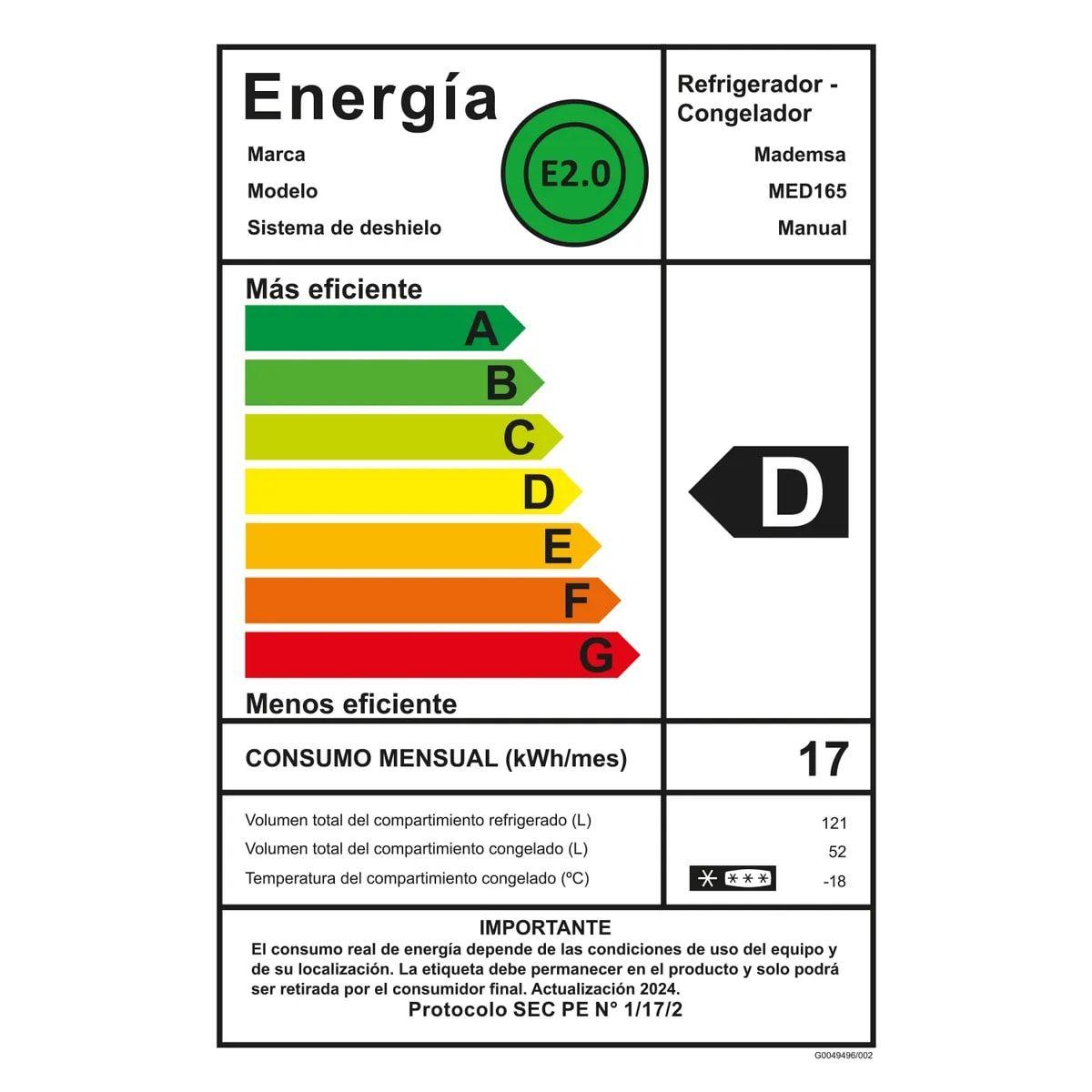 Refrigerador Mademsa MED165 166 LTS-6