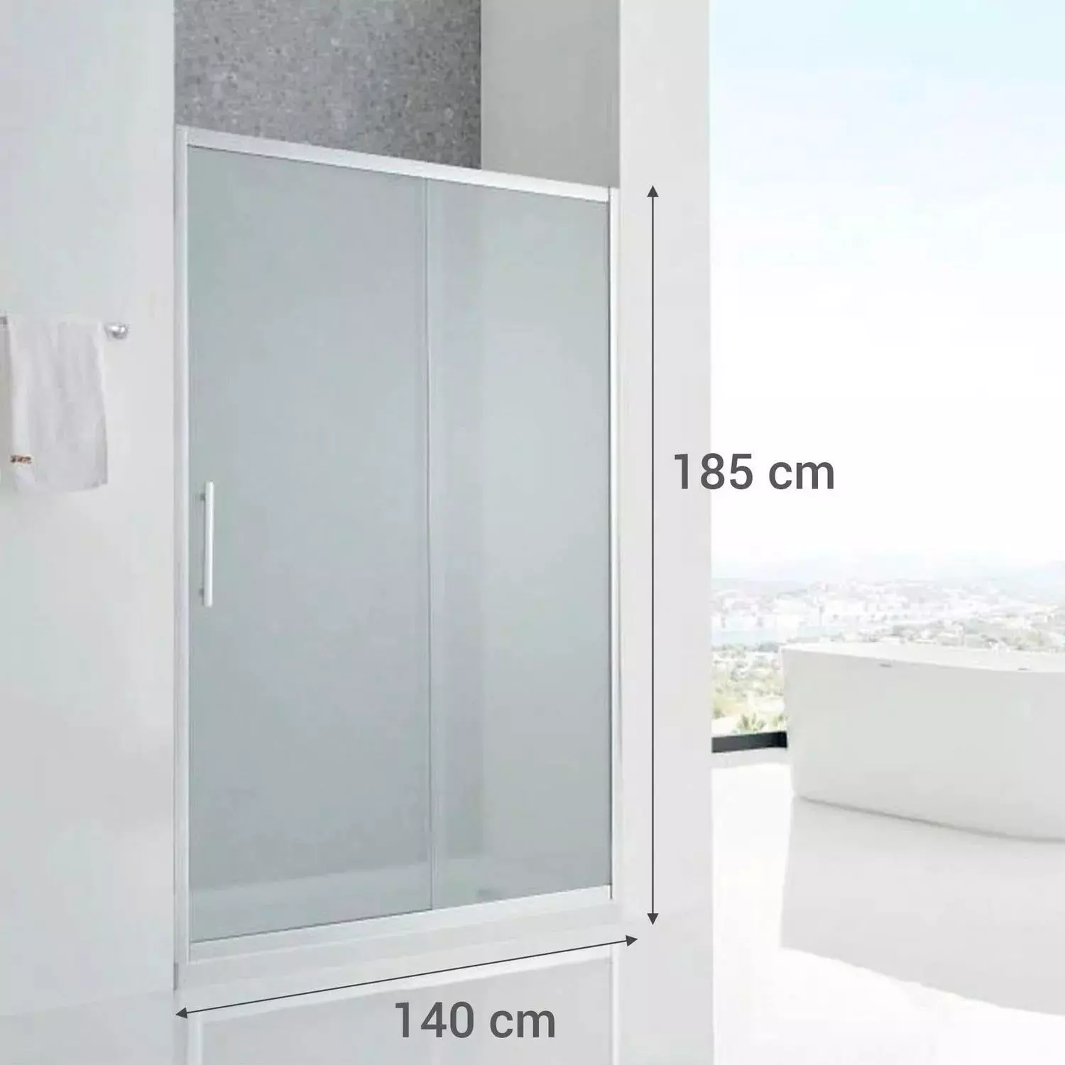 Mampara Klipen corredera rectangular 140x185 cm vidrio-2