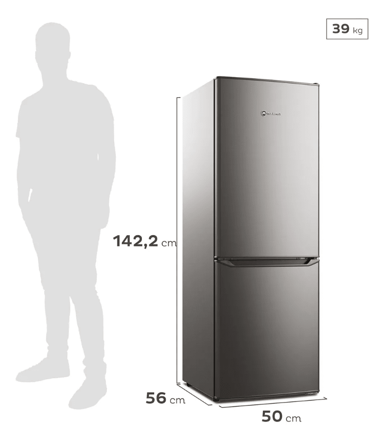 Refrigerador Mademsa Med165 2 Puertas Inox 166l-2