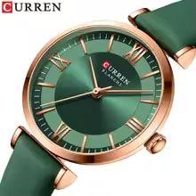 Reloj pulsera Curren 9079 con correa de cuero color verde-2