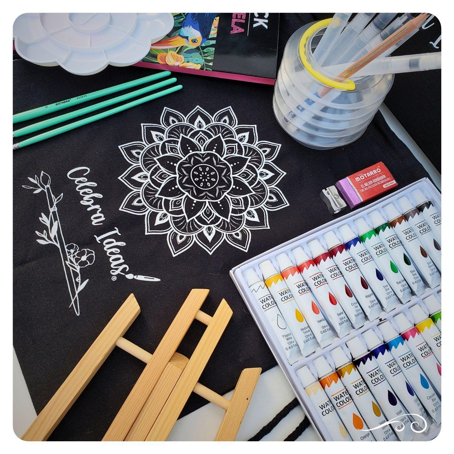 Set kit de arte con pinturas acuarelas 24 colores y pinceles recargables-2