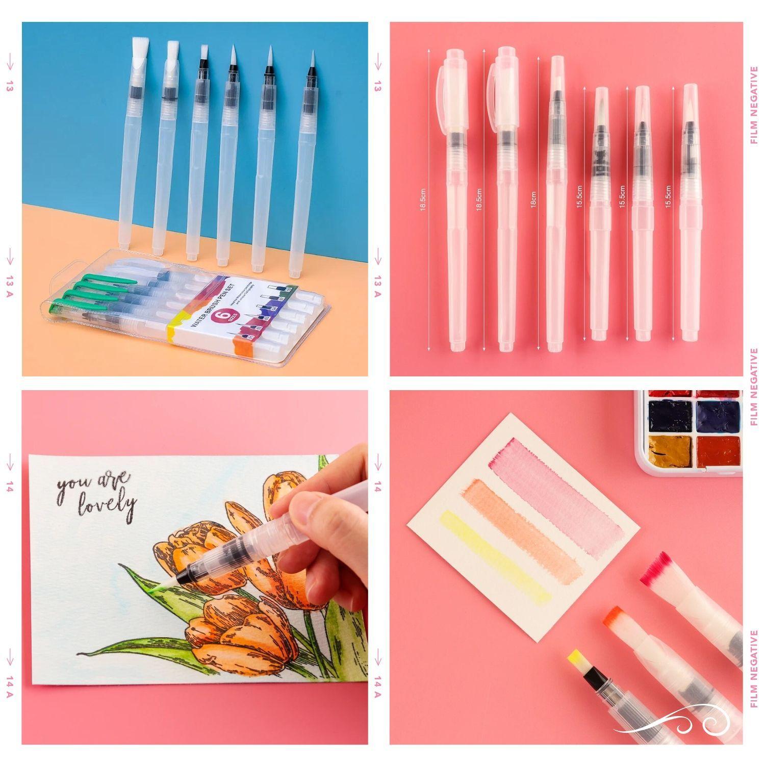 Set kit de arte con pinturas acuarelas 24 colores y pinceles recargables-3