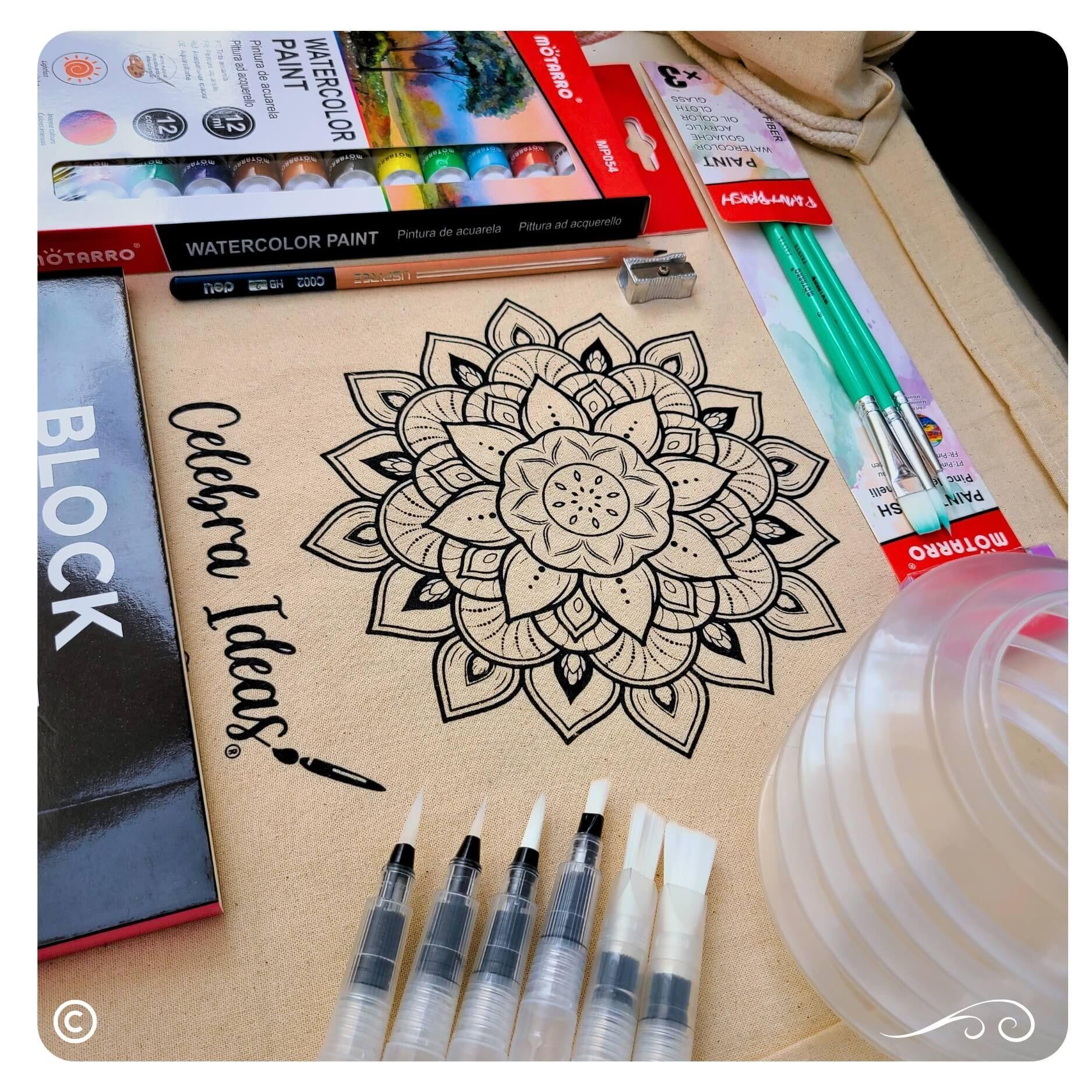 Set kit de arte pinturas acuarelas con pinceles recargables y croquera -4