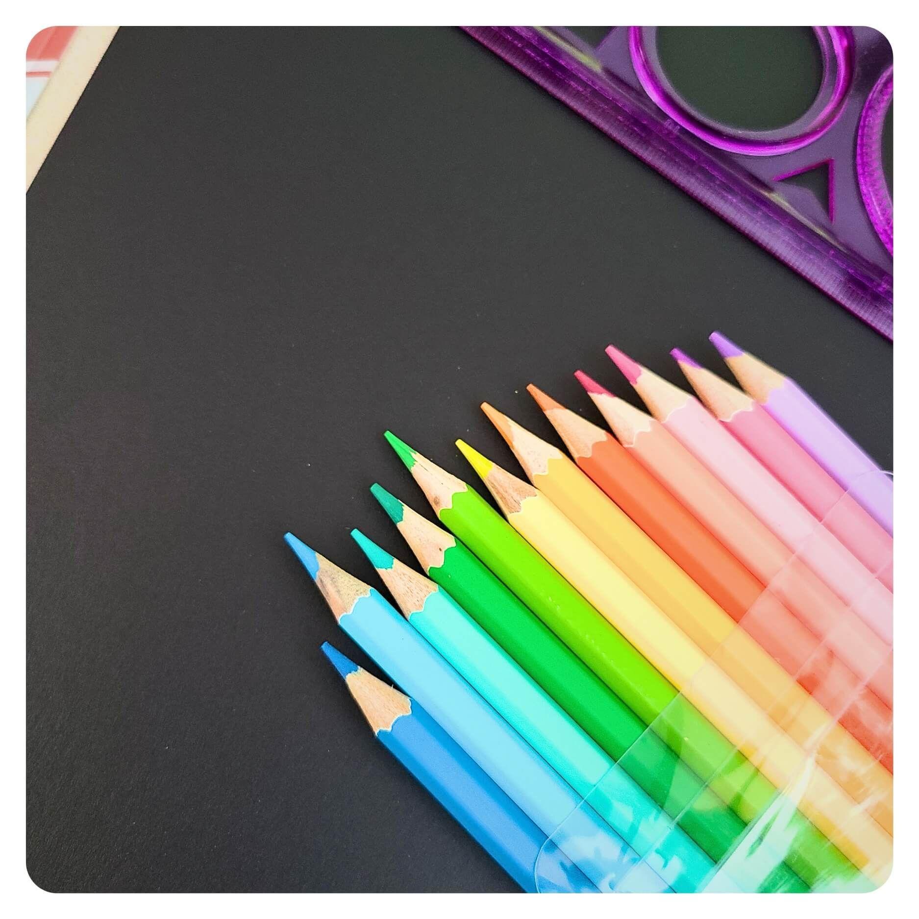 Set kit de Arte Dibujo en Hojas Negras colores metal Fluor pastel-2