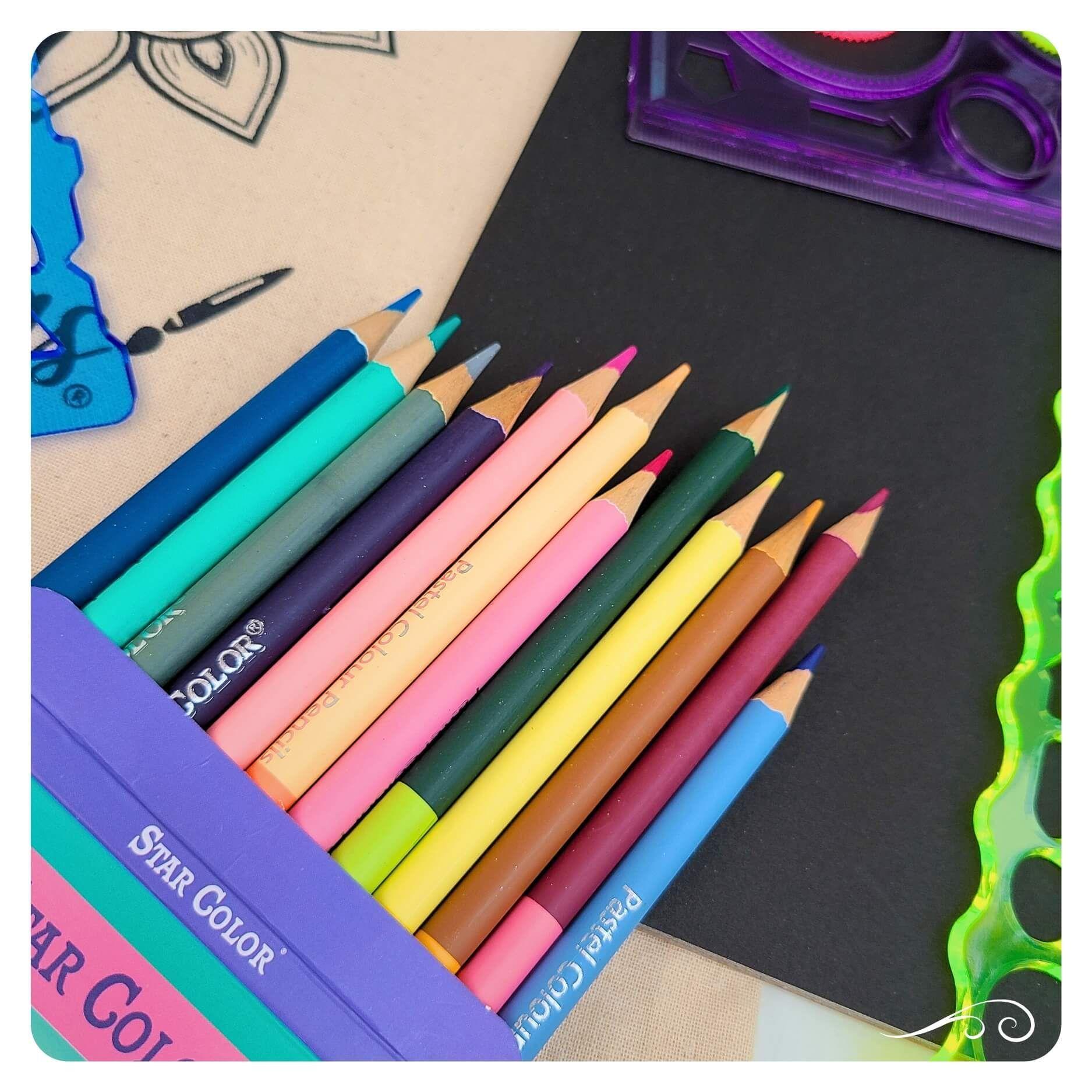 Set kit de Arte Dibujo en Hojas Negras colores metal Fluor pastel-3