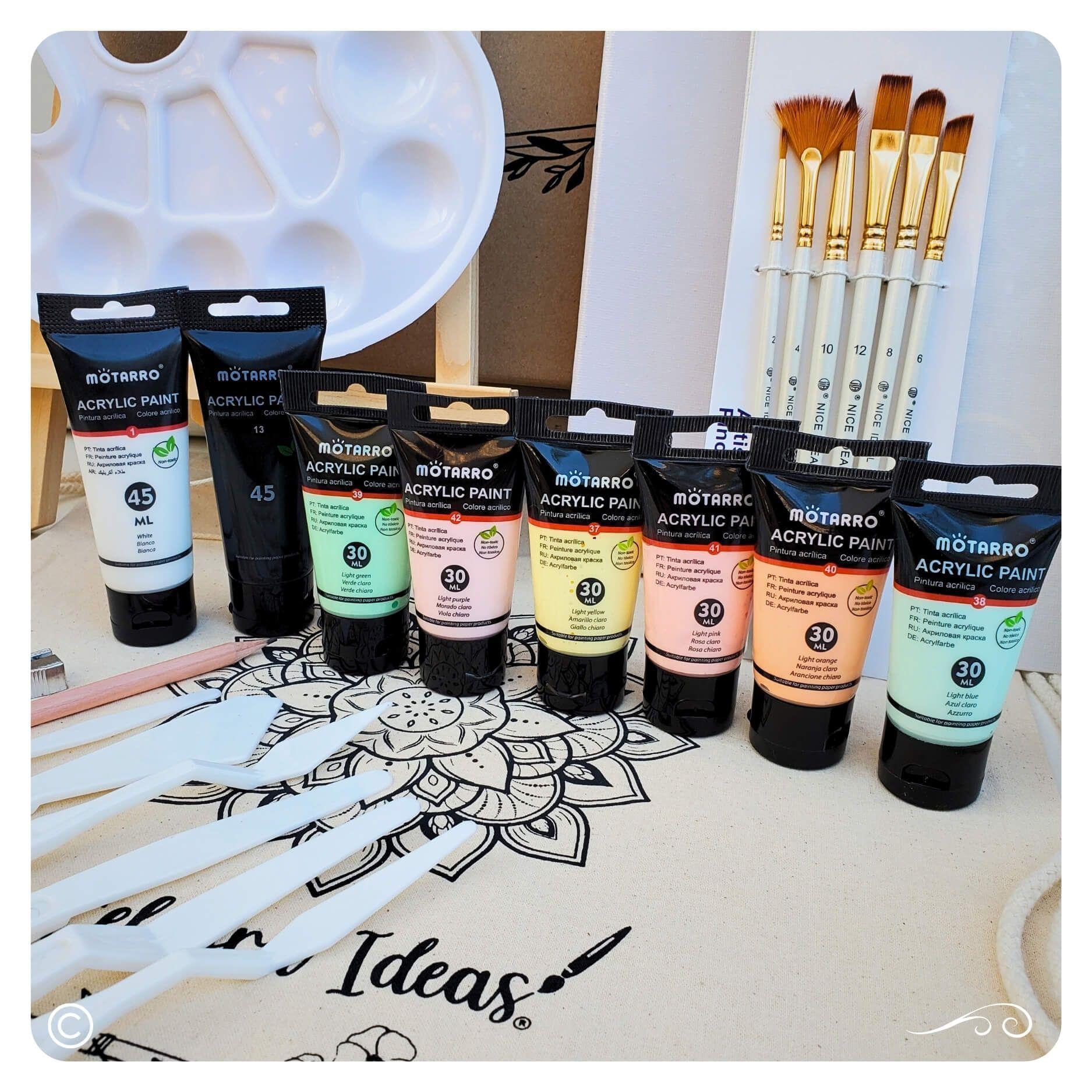 Set kit de Arte pinturas Acr licos tonos pastel bastidores y marcadores-2