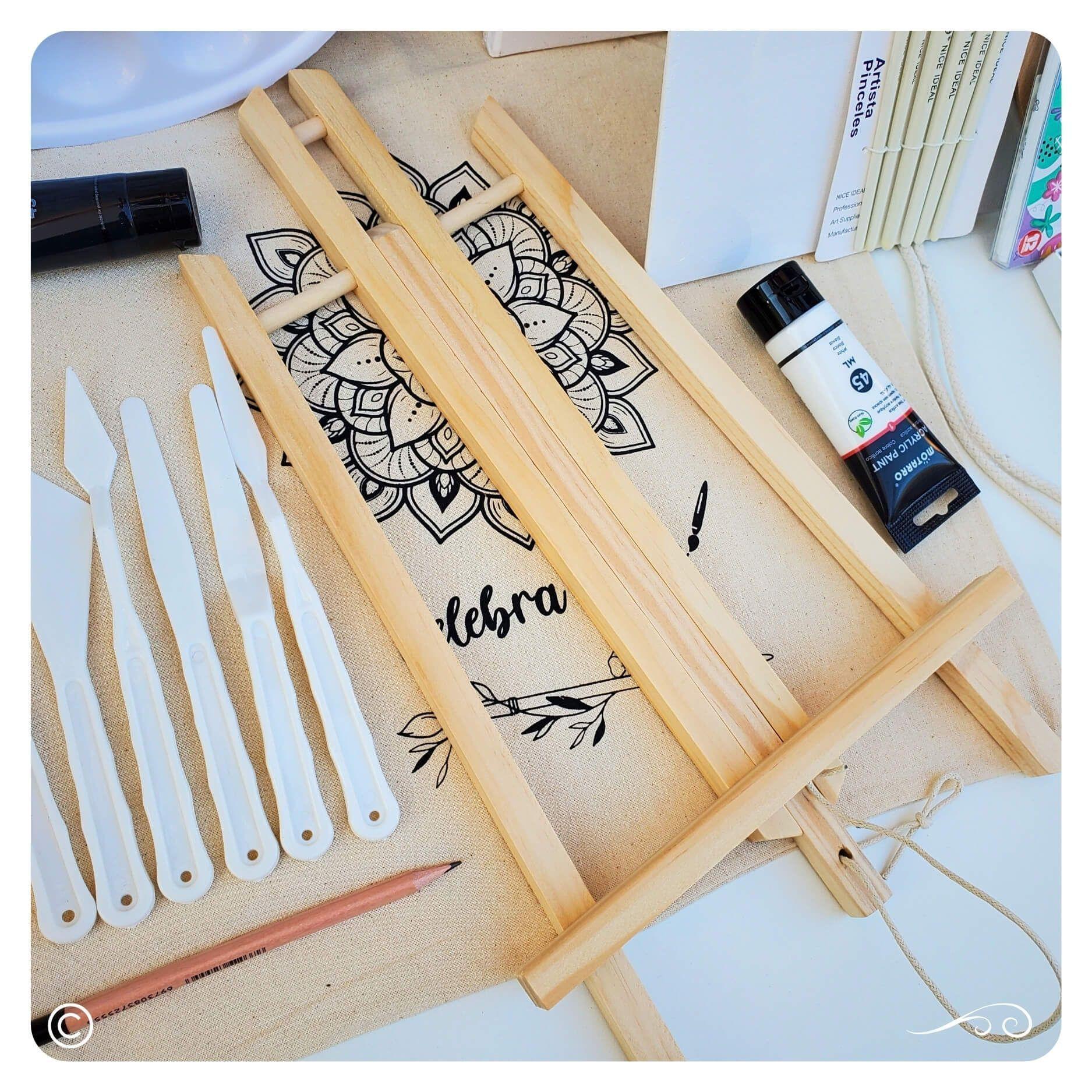 Set kit de Arte pinturas Acr licos tonos pastel bastidores y marcadores-8