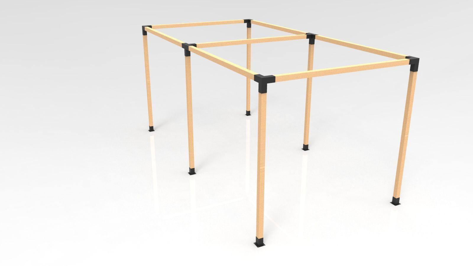 KIT DE PÉRGOLAS Y TERRAZAS PILARES DE MADERAS DE 4x4 DE 6X3 METROS-1