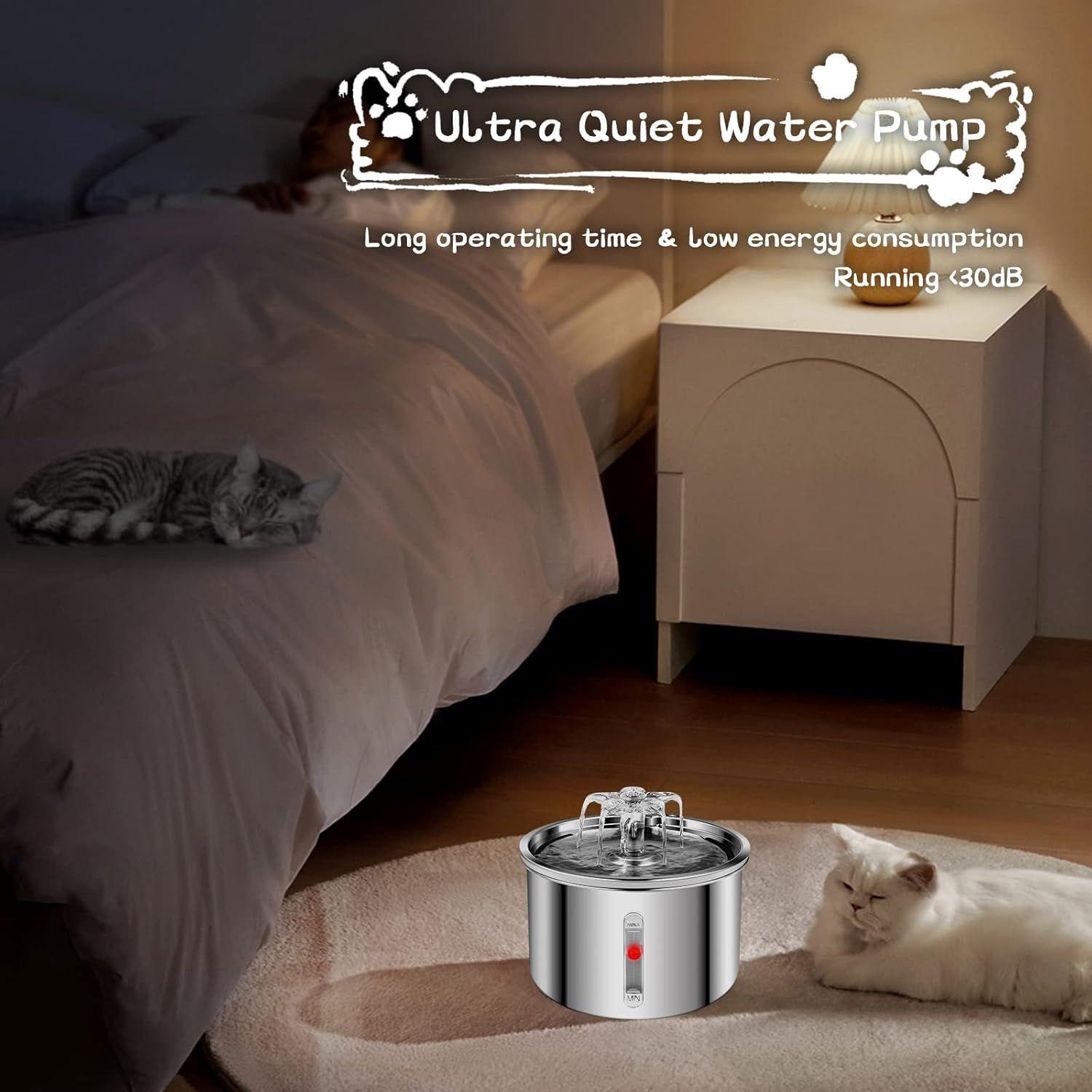 Bebedero Para Gatos 2 Litros Acero Inoxidable Filtrado 4 Capas MascoTech-5