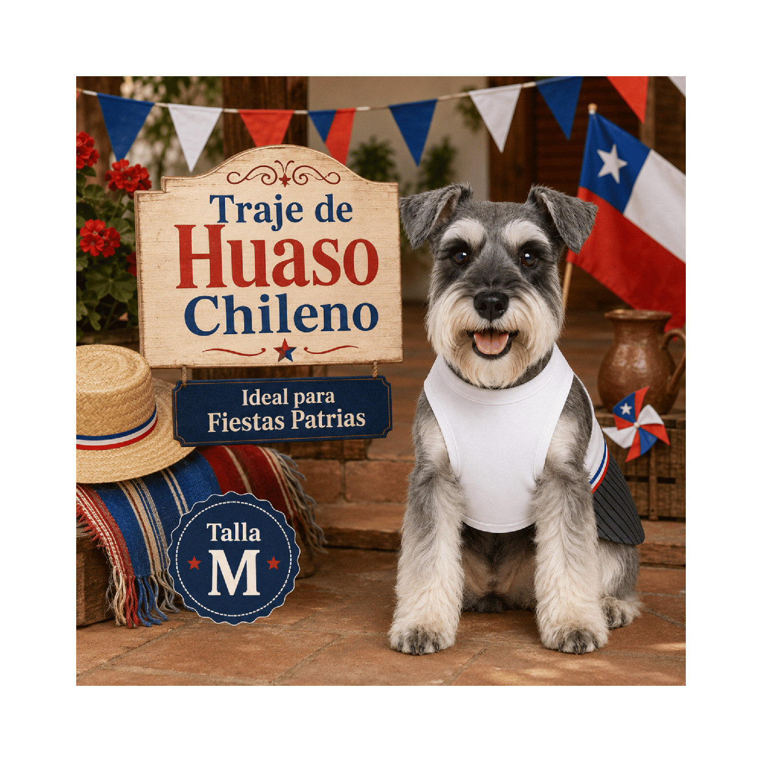 Traje de Huaso Chileno para Perro Talla M-1