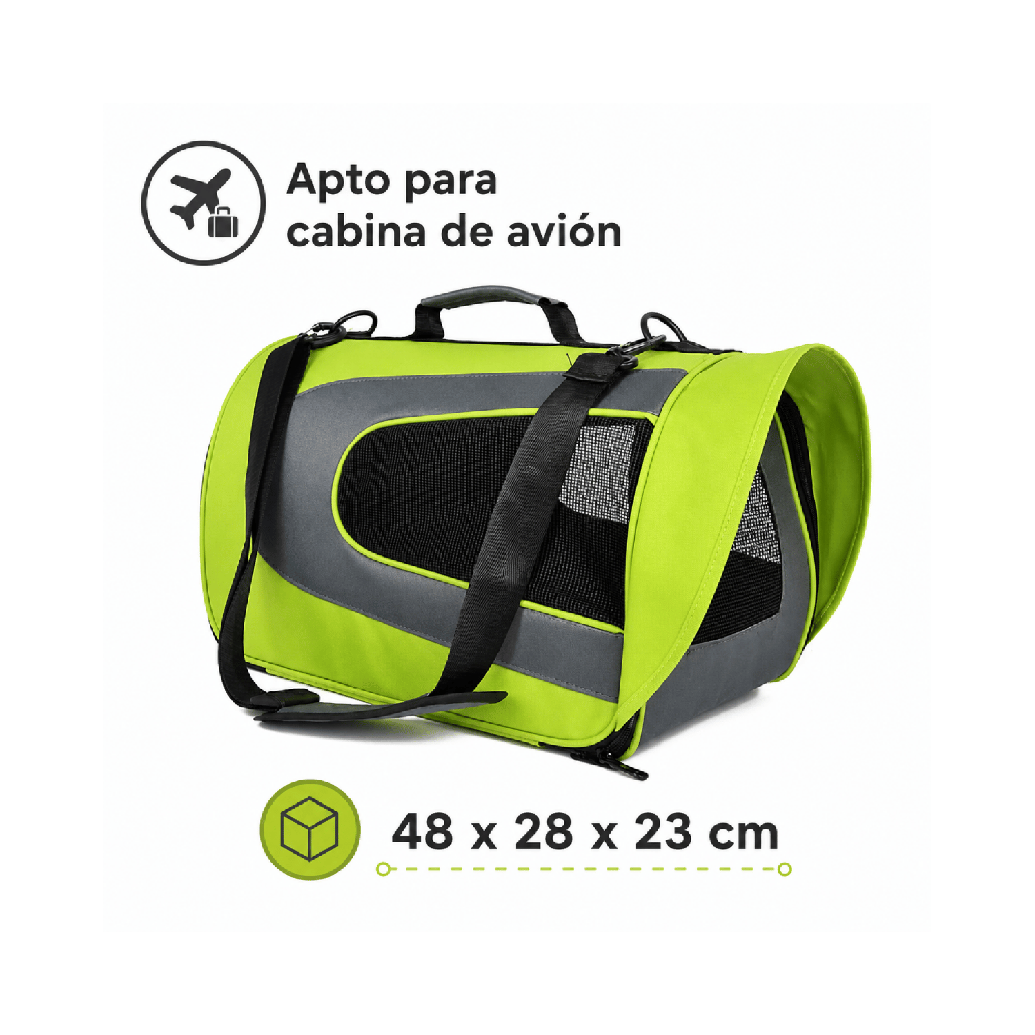 Bolso Transportador Mascotas Cabina Avión 48x28x23 cm-2