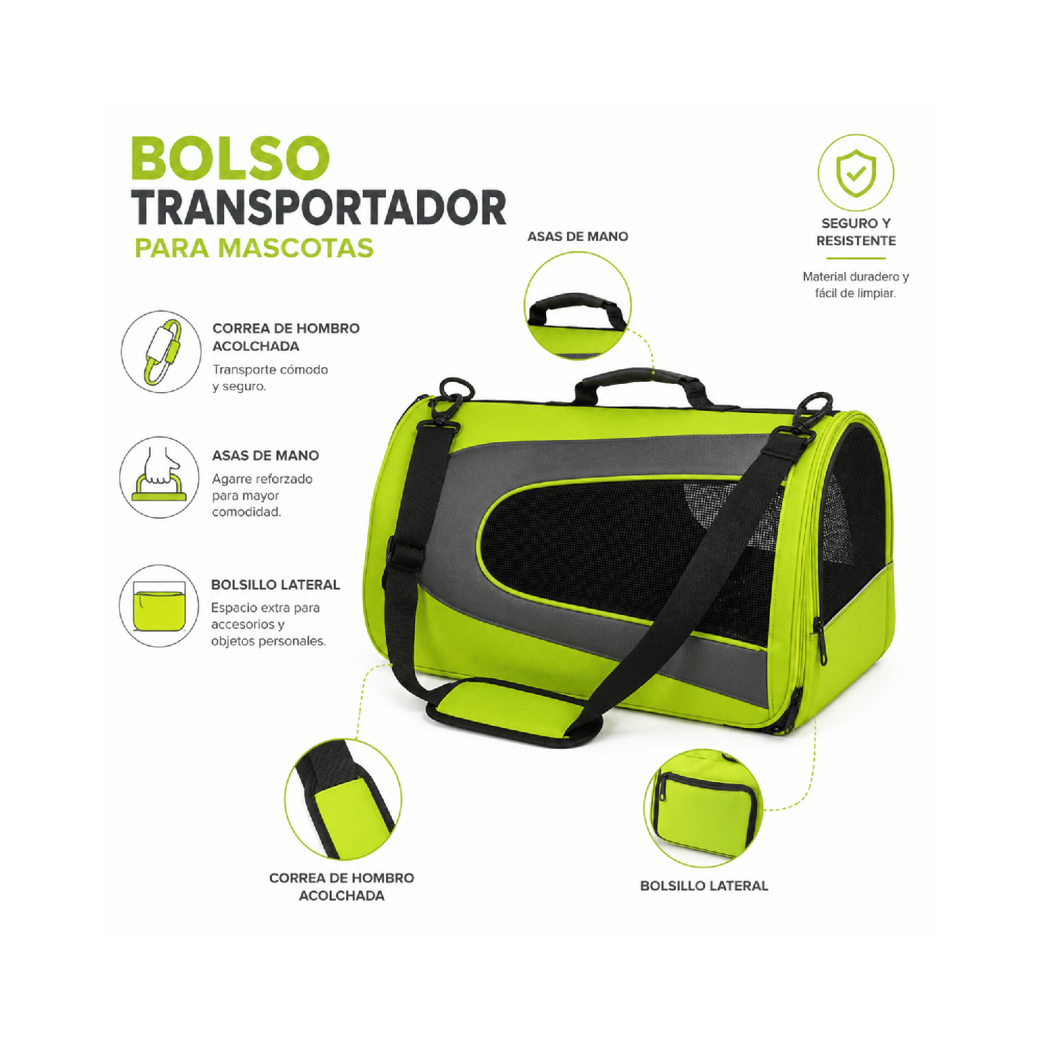 Bolso Transportador Mascotas Cabina Avión 48x28x23 cm-6